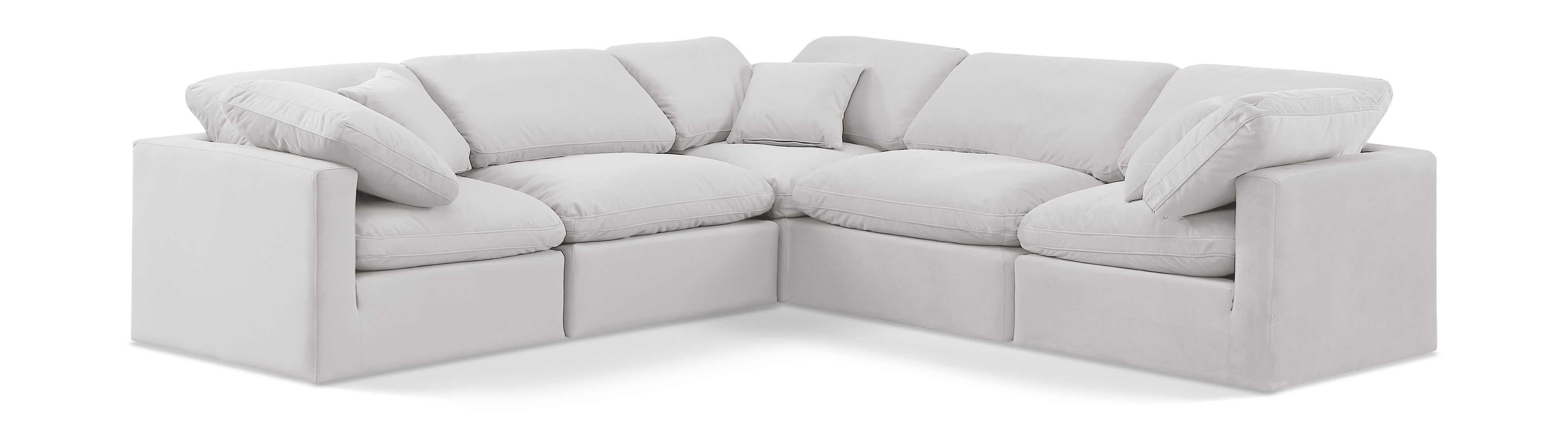 Indulge - Velvet 5 Piece Modular Corner Sectional - Off White