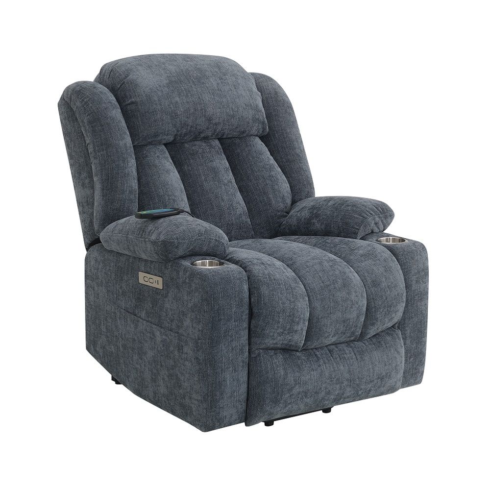 Omarion - Power Recliner With Lift & Heating & Massage - Blue Chenille, blue, view 2