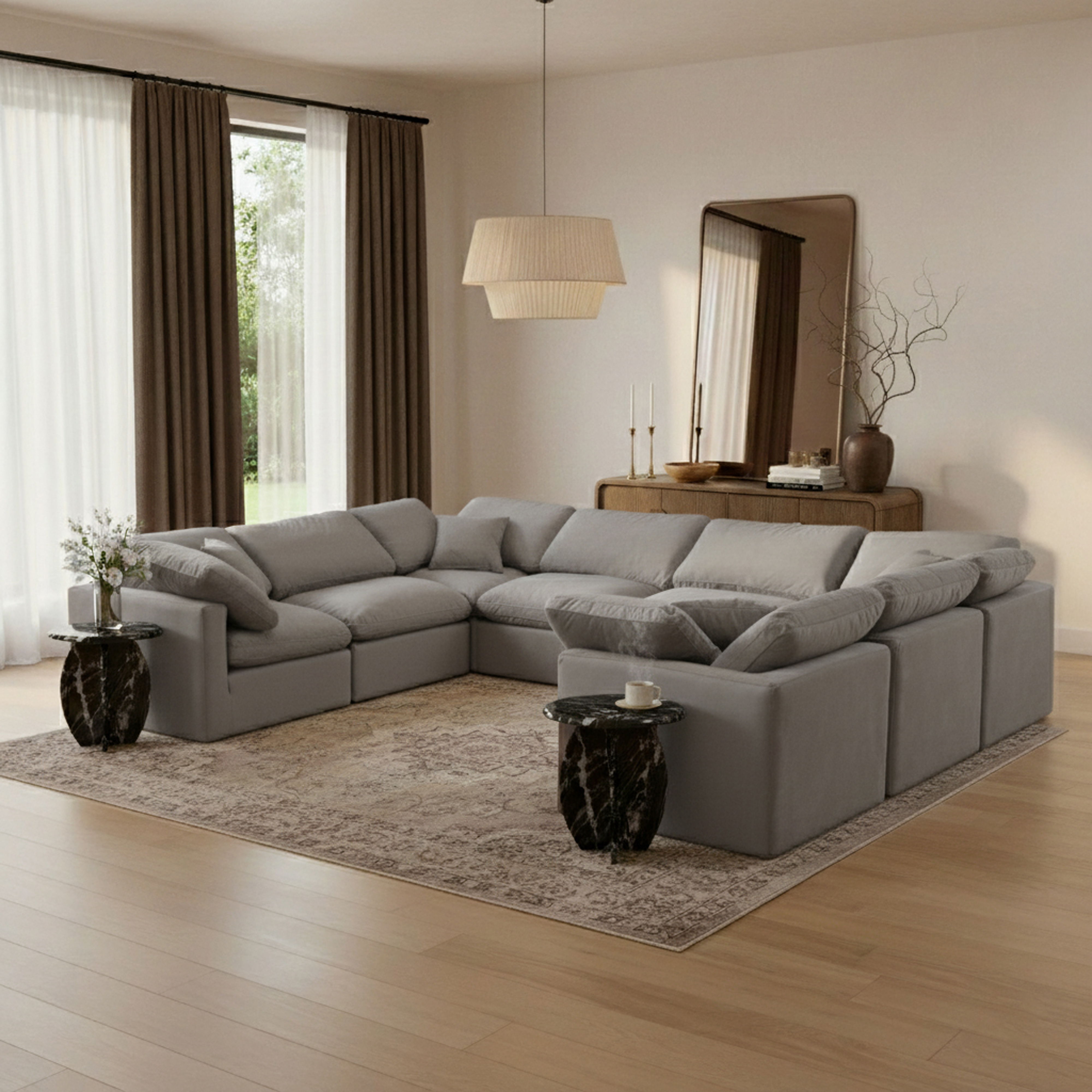 Indulge - Velvet 8 Piece Modular Sectional - Dark Gray