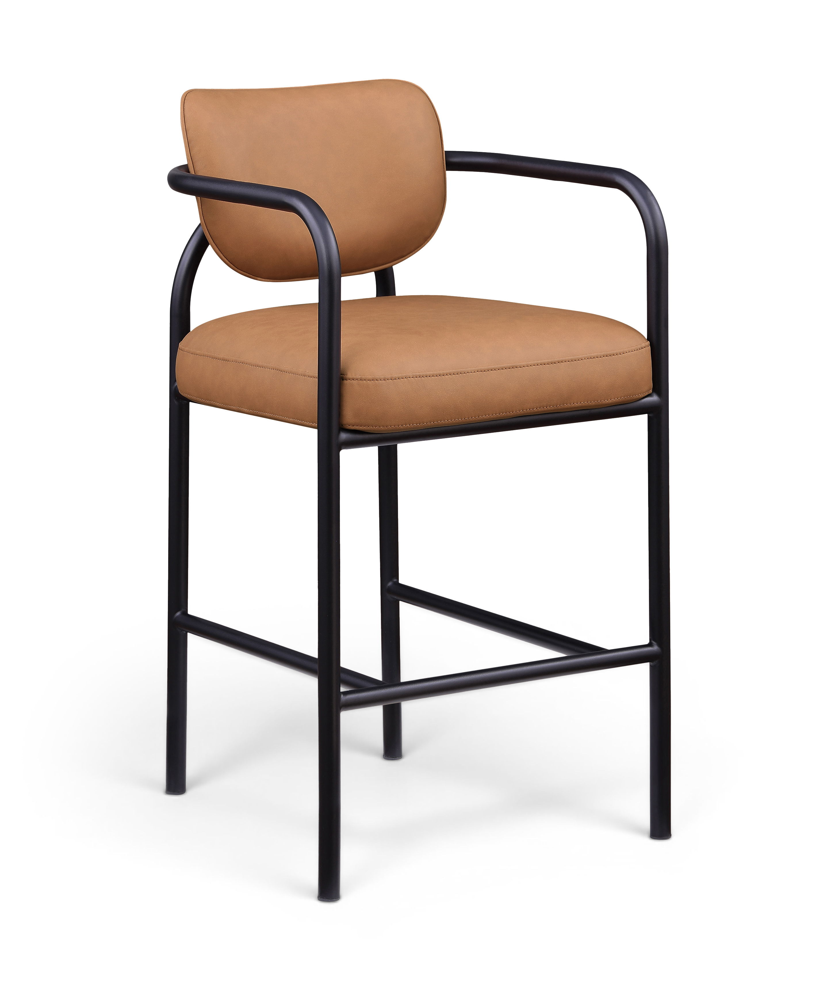 Serava - Vegan Leather Upholstered Bar Stool - Cognac