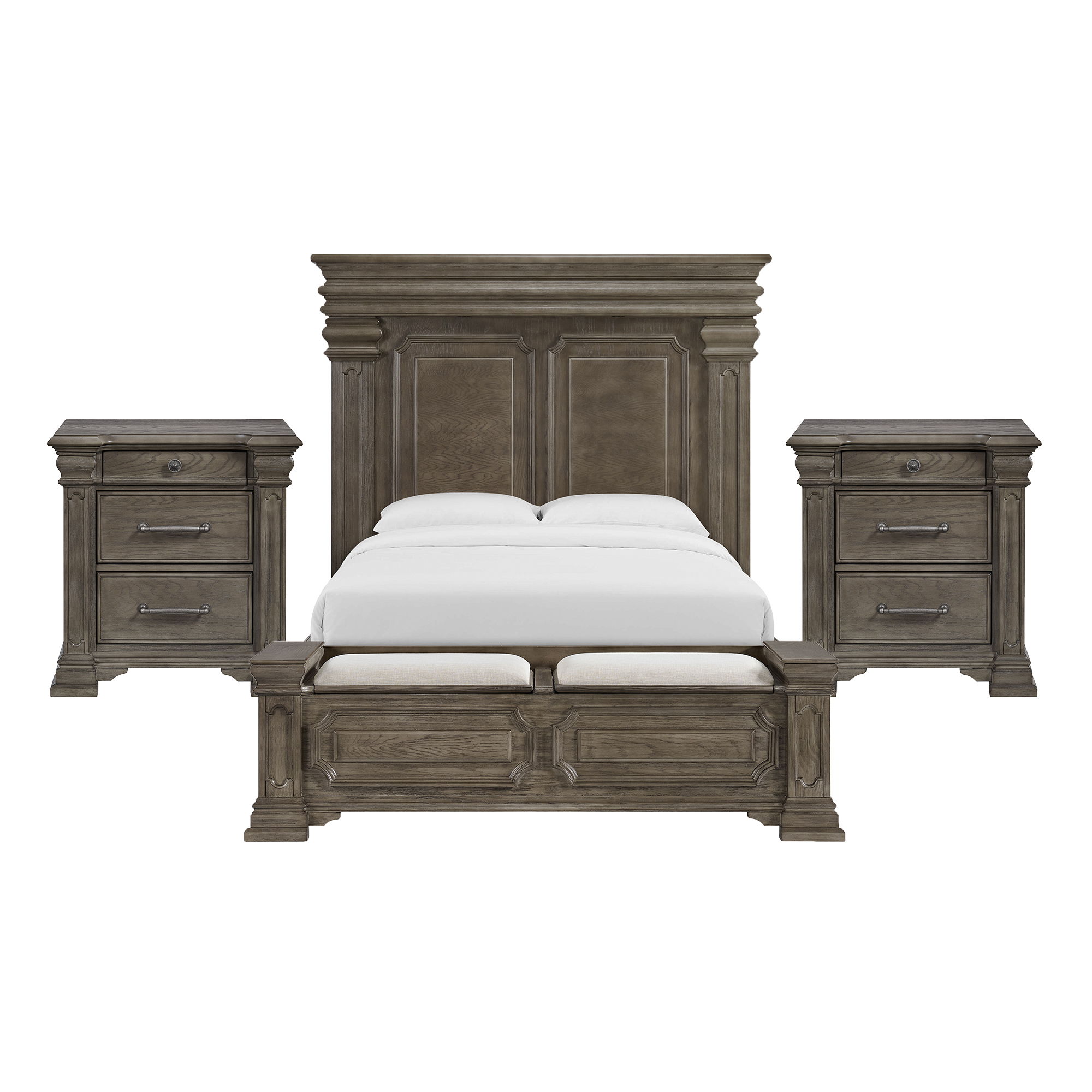 King · 3 Pc · Bedroom Set With 2 Nightstands