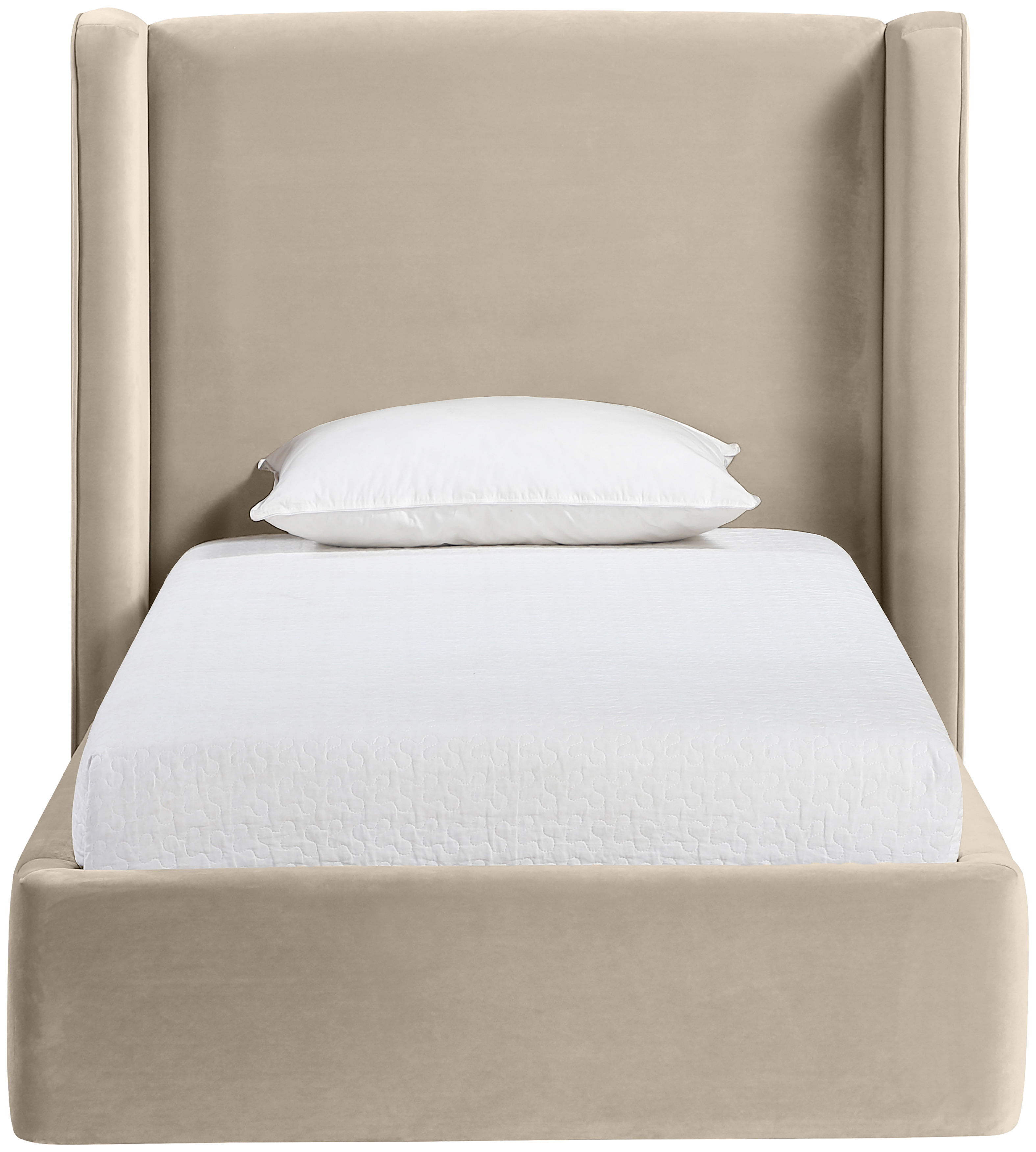 Kendall - Velvet Upholstered Twin Bed - Cream