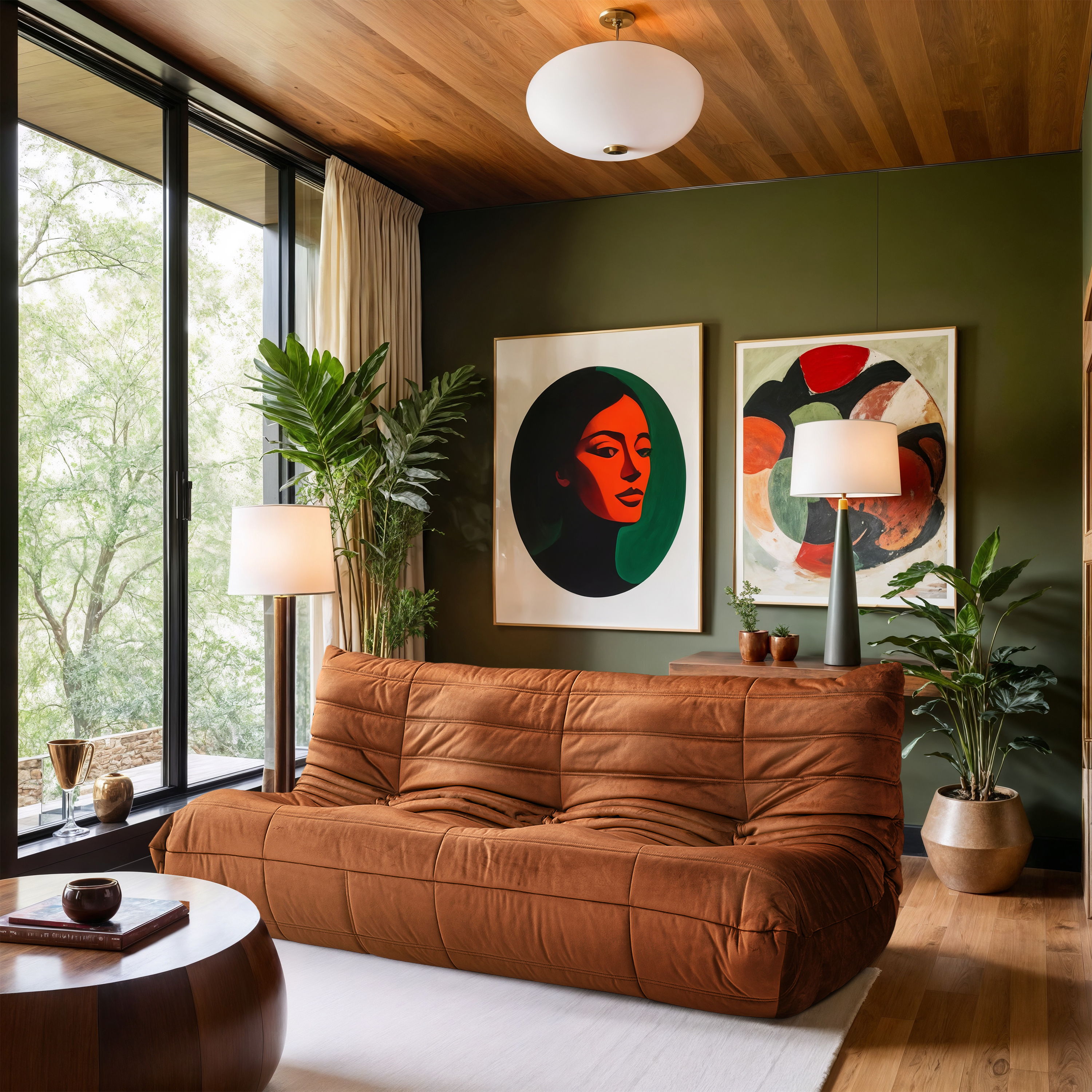 Relax - Velvet 77.75" Upholstered Sofa - Cognac