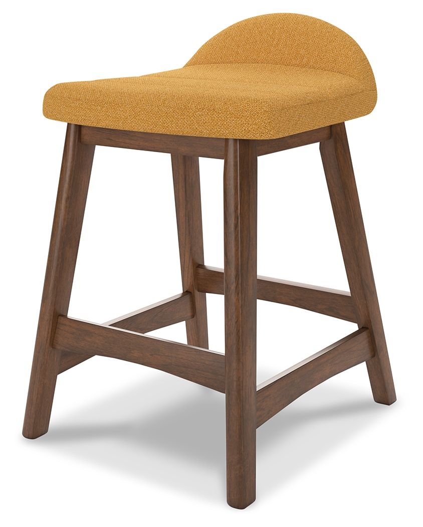 Lyncott - Upholstered Barstool (Set of 2) - Mustard / Brown