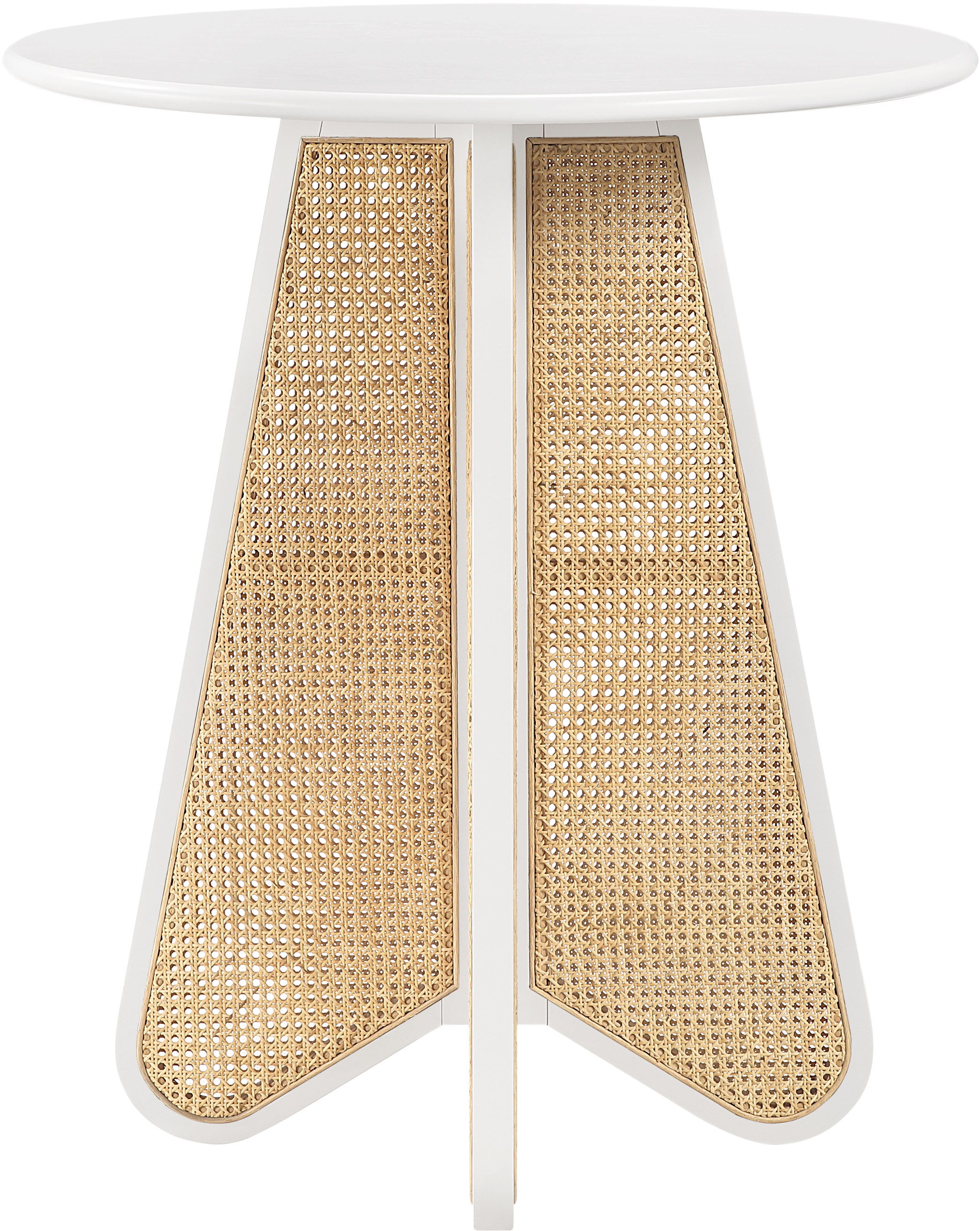 Butterfly - Solid Wood And Natural Cane Bar Height Table - White / Natural