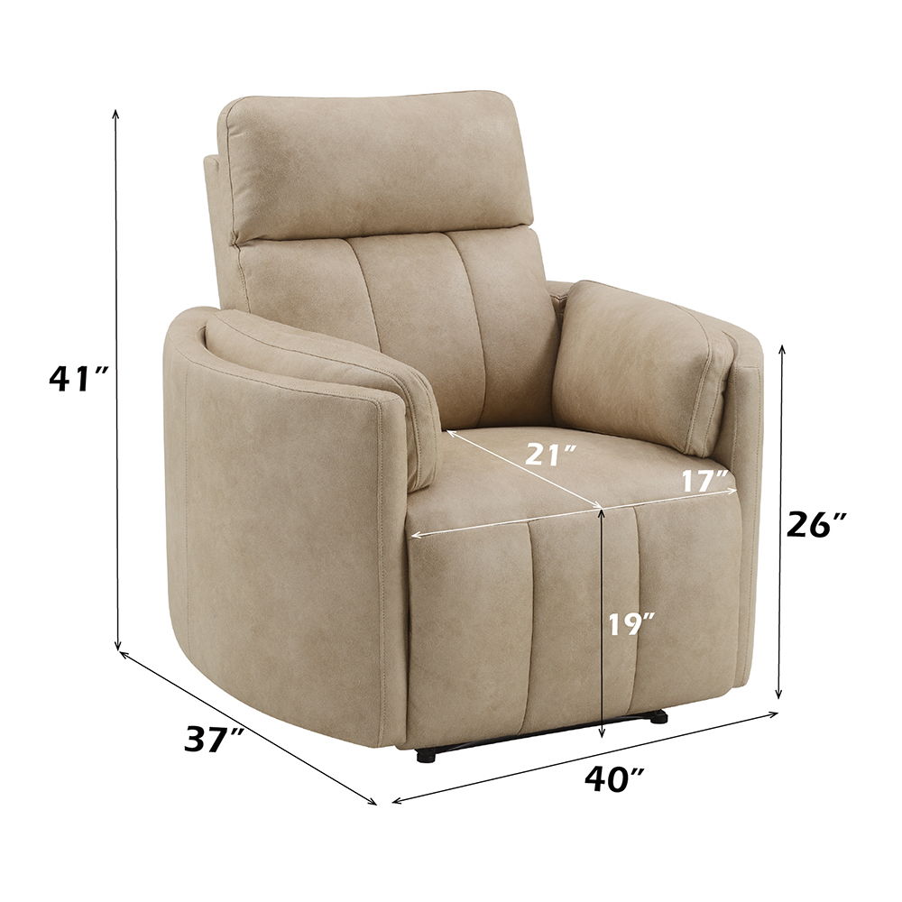 Elison - Motion Glider Recliner With Swivel - Dark Beige Polish Microfiber, beige, view 8