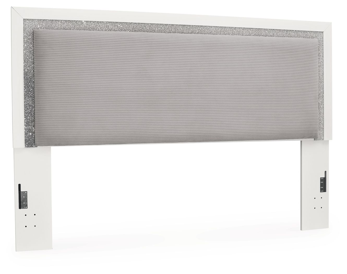 Maeling – King Upholstered Panel Headboard – White / Gray