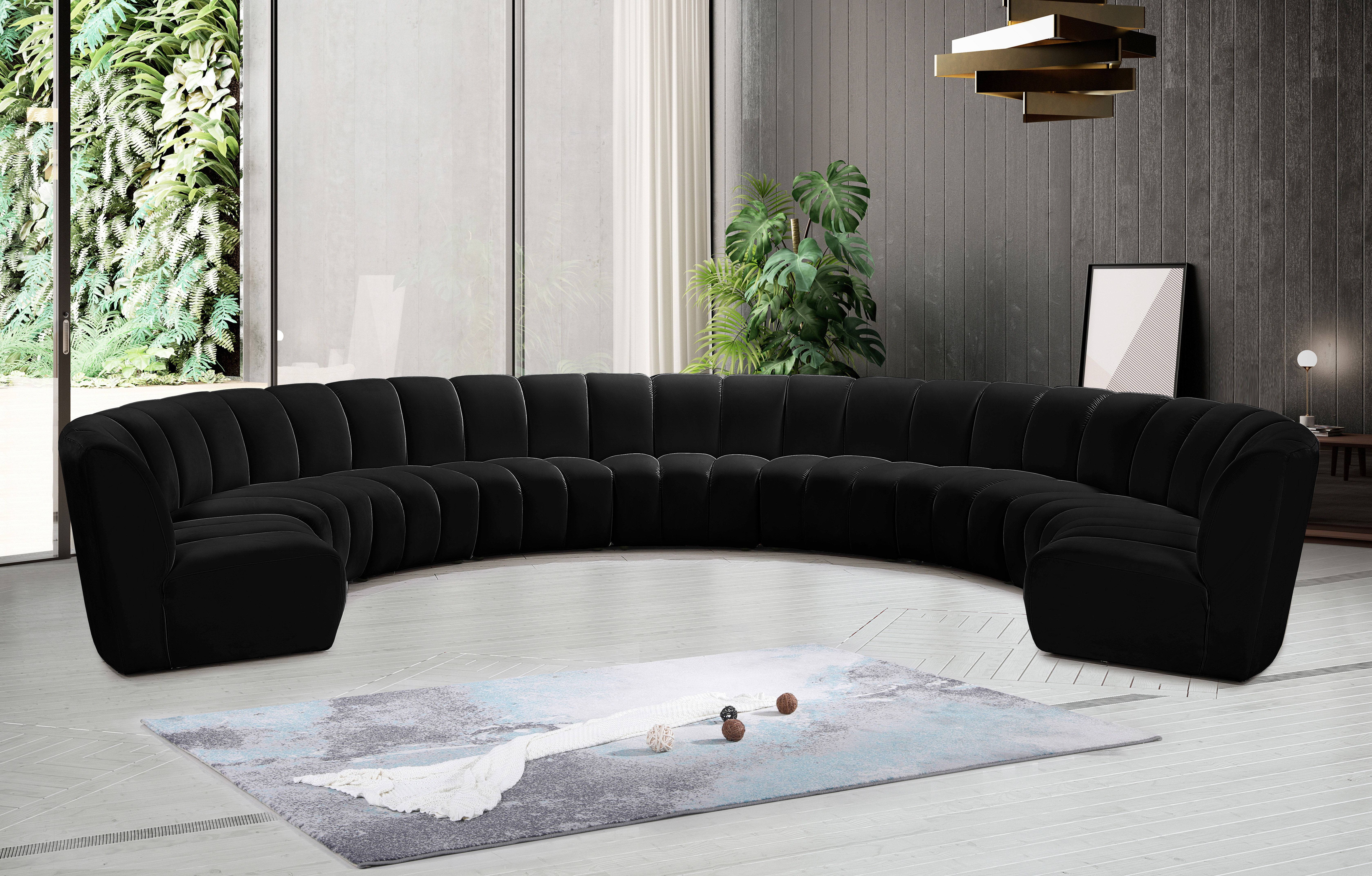 Infinity - 9 Piece Fabric Modular Sectional - Black