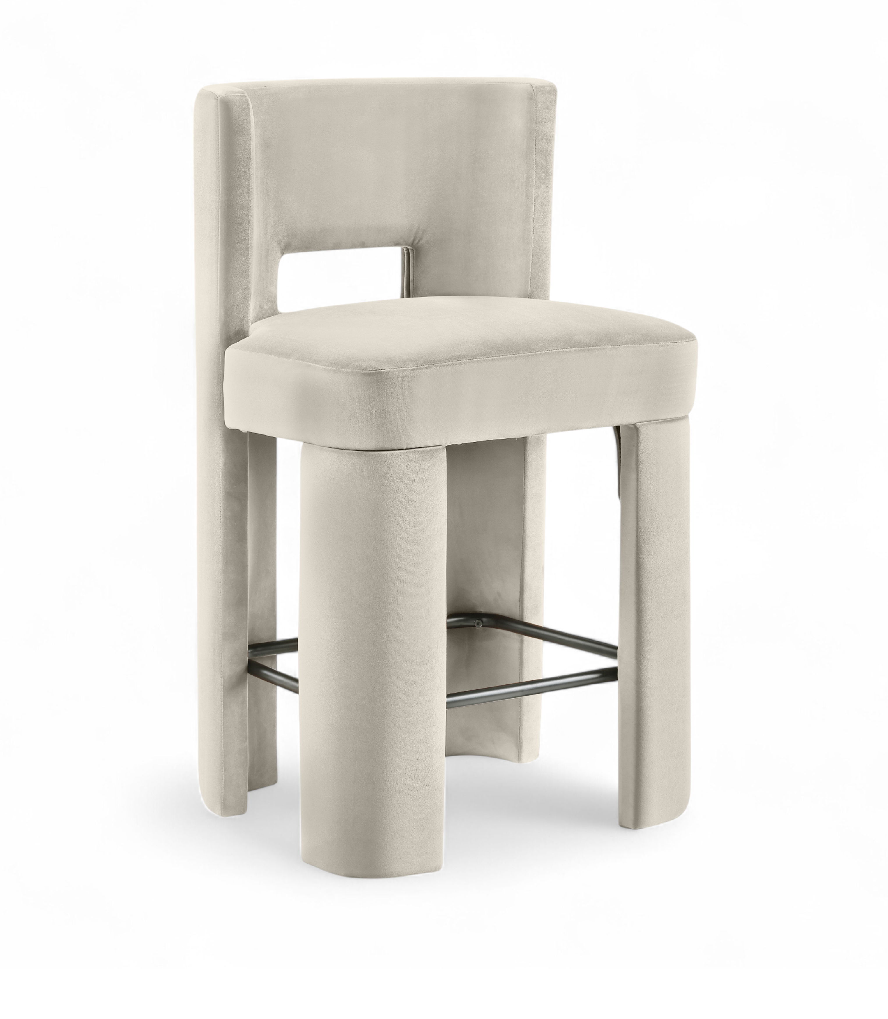 Zuno - Velvet Performance Fabric Upholstered Counter Stool (Set of 2) - Cream