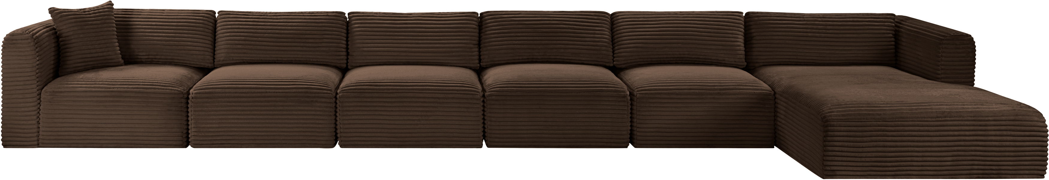 Shaggy - 6 Piece Modular Sectional With Chaise - Brown
