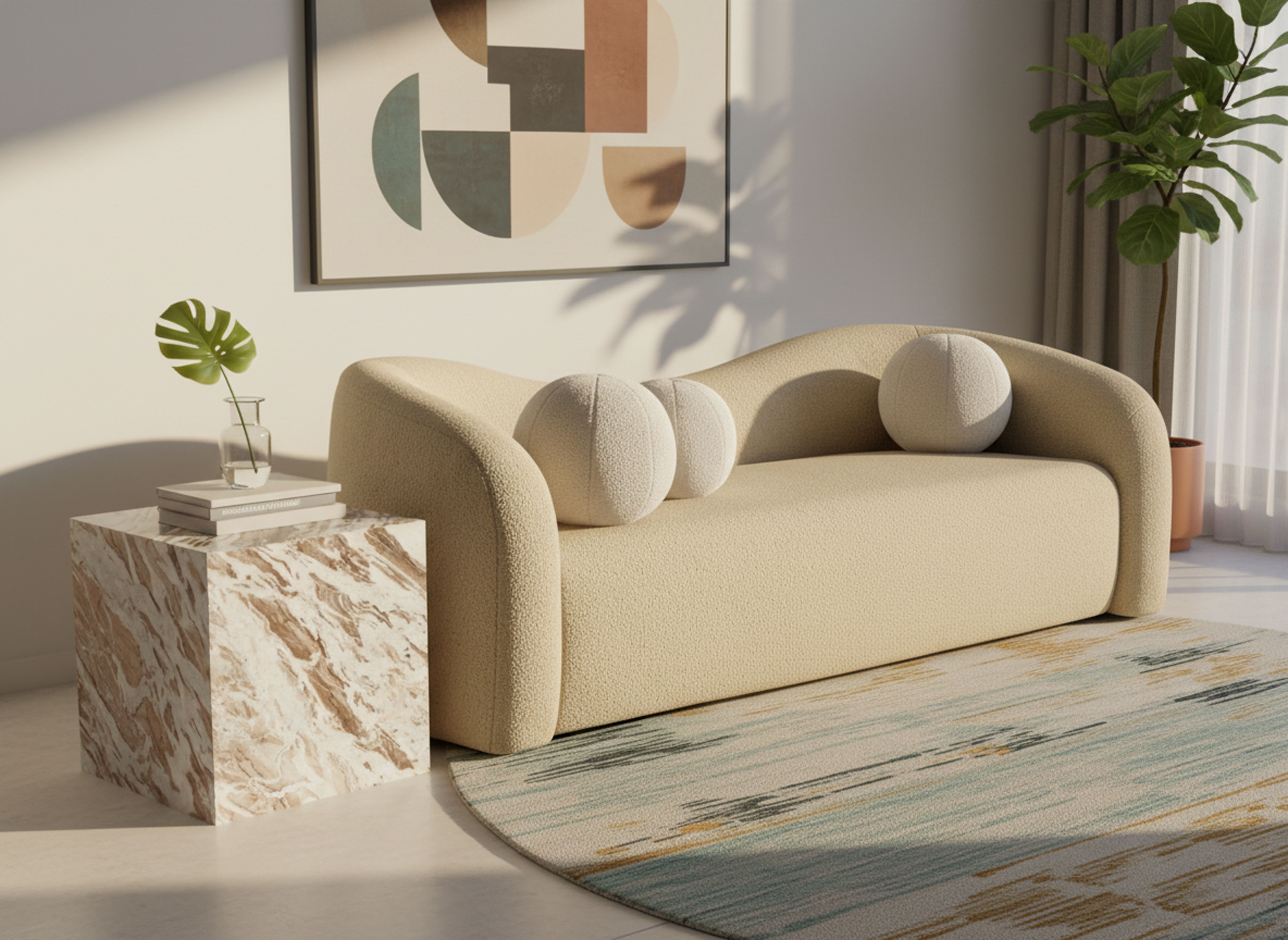Bolzano - Marble End Table - Brown / Gray
