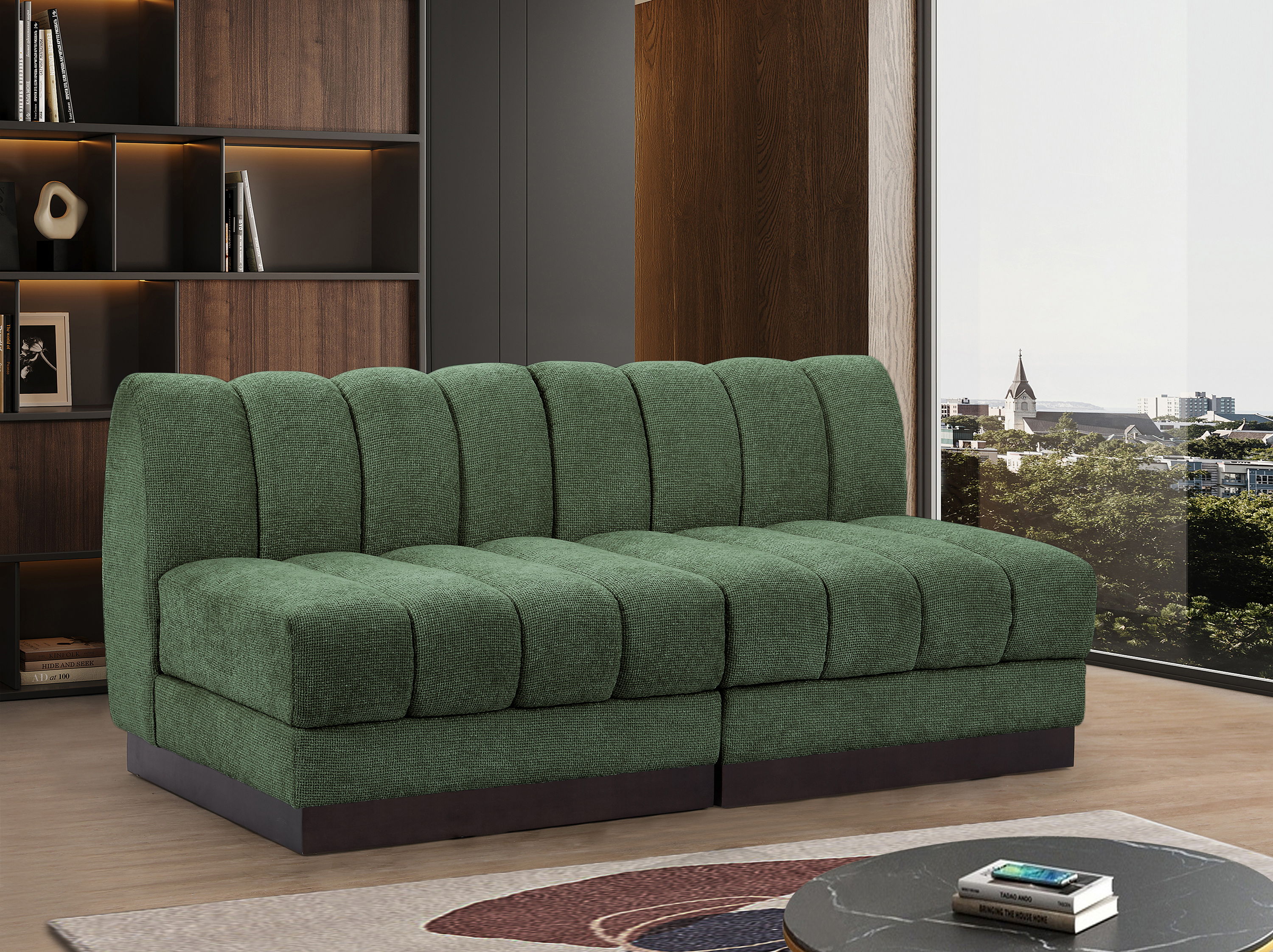 Quinn - 2 Piece Modular Armless Sofa - Green