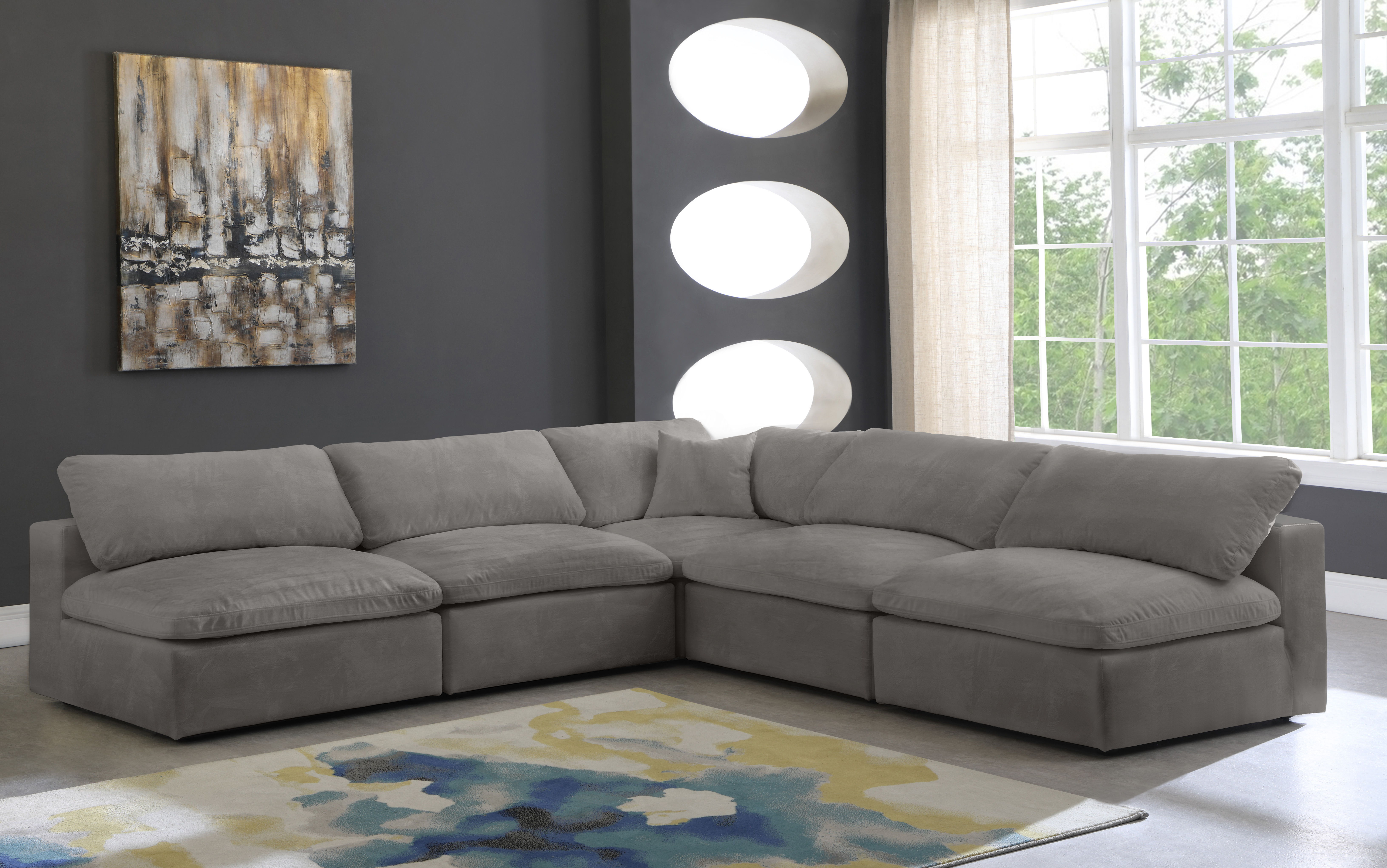 Cozy - 5 Piece Modular Corner Armless Sectional - Gray