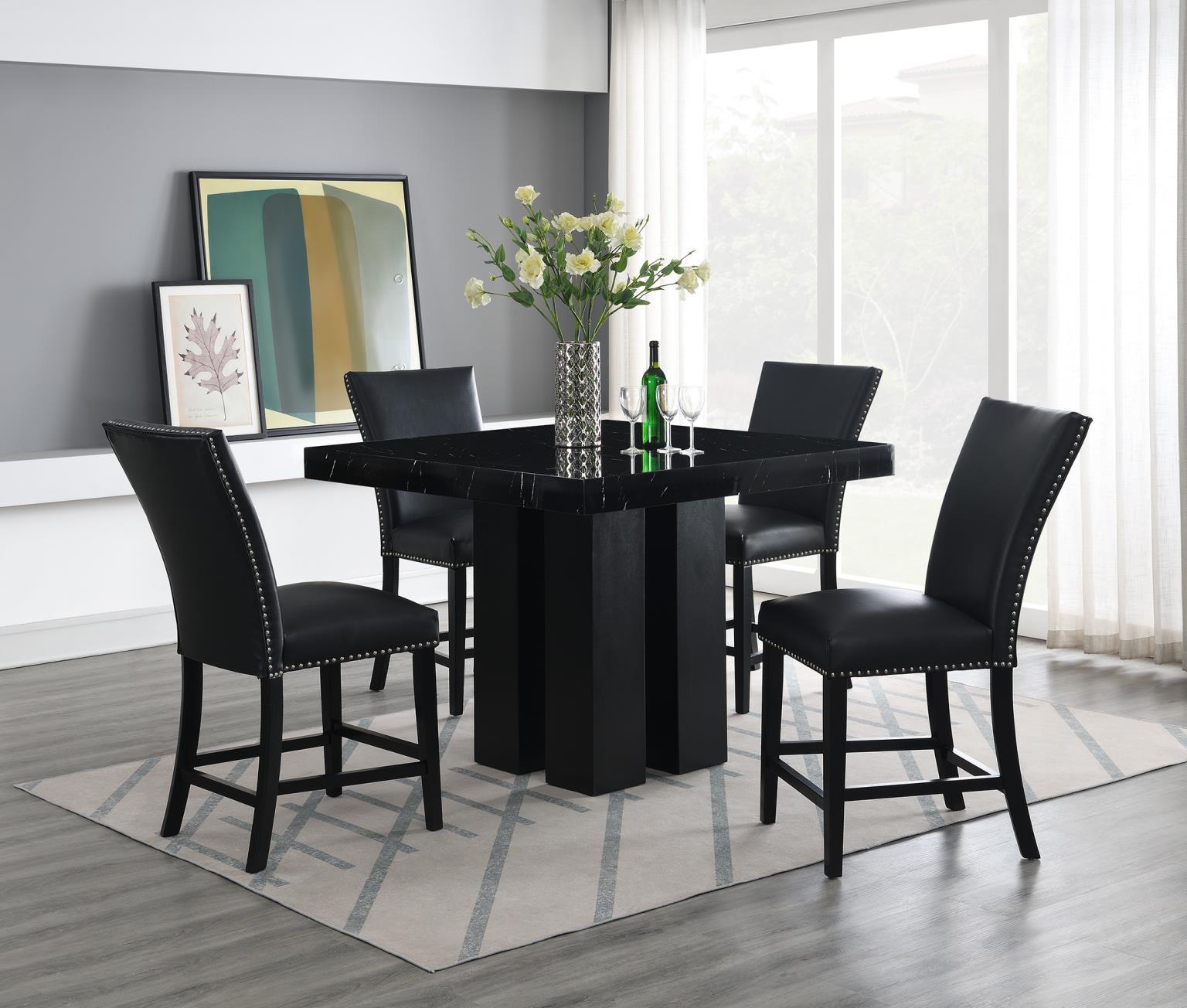 5 Pc · Counter Table, 4 Faux Leather Chairs