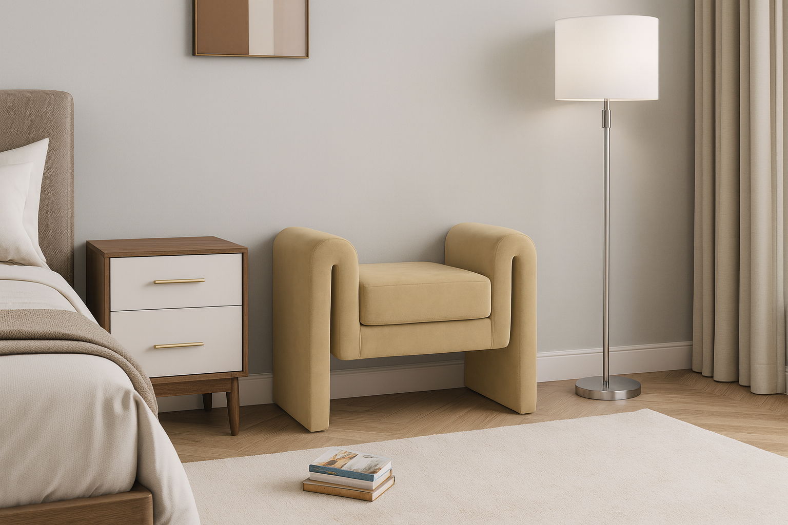 Sloan - Fabric Bench - Camel
