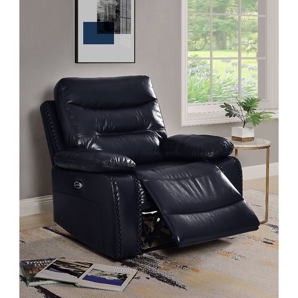 Aashi - Power Motion Recliner - Navy Leather-Gel Match Image