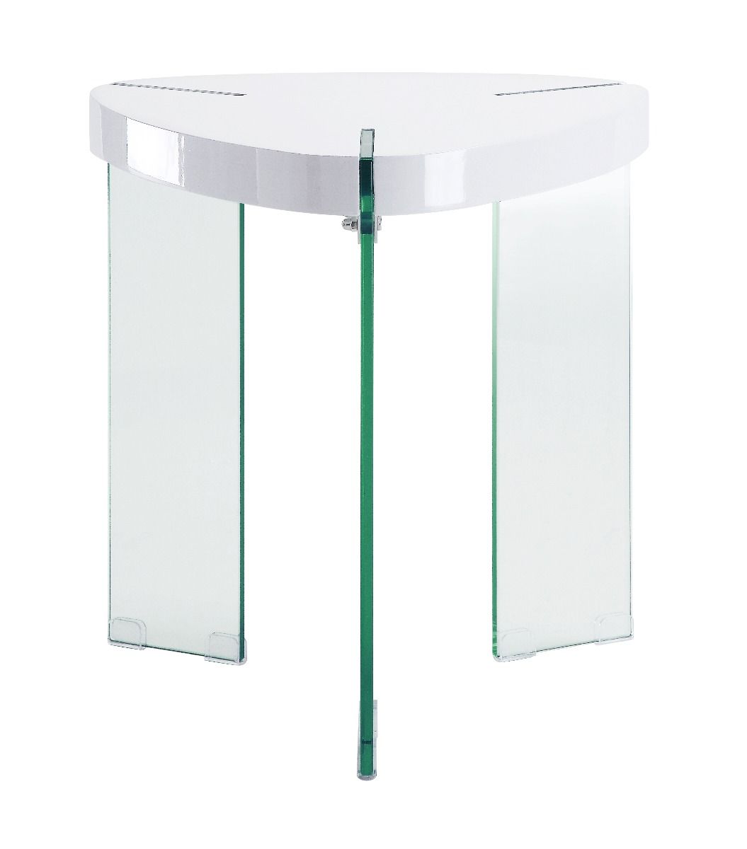 Noland - End Table - Clear Glass & White High Gloss, white, view 2