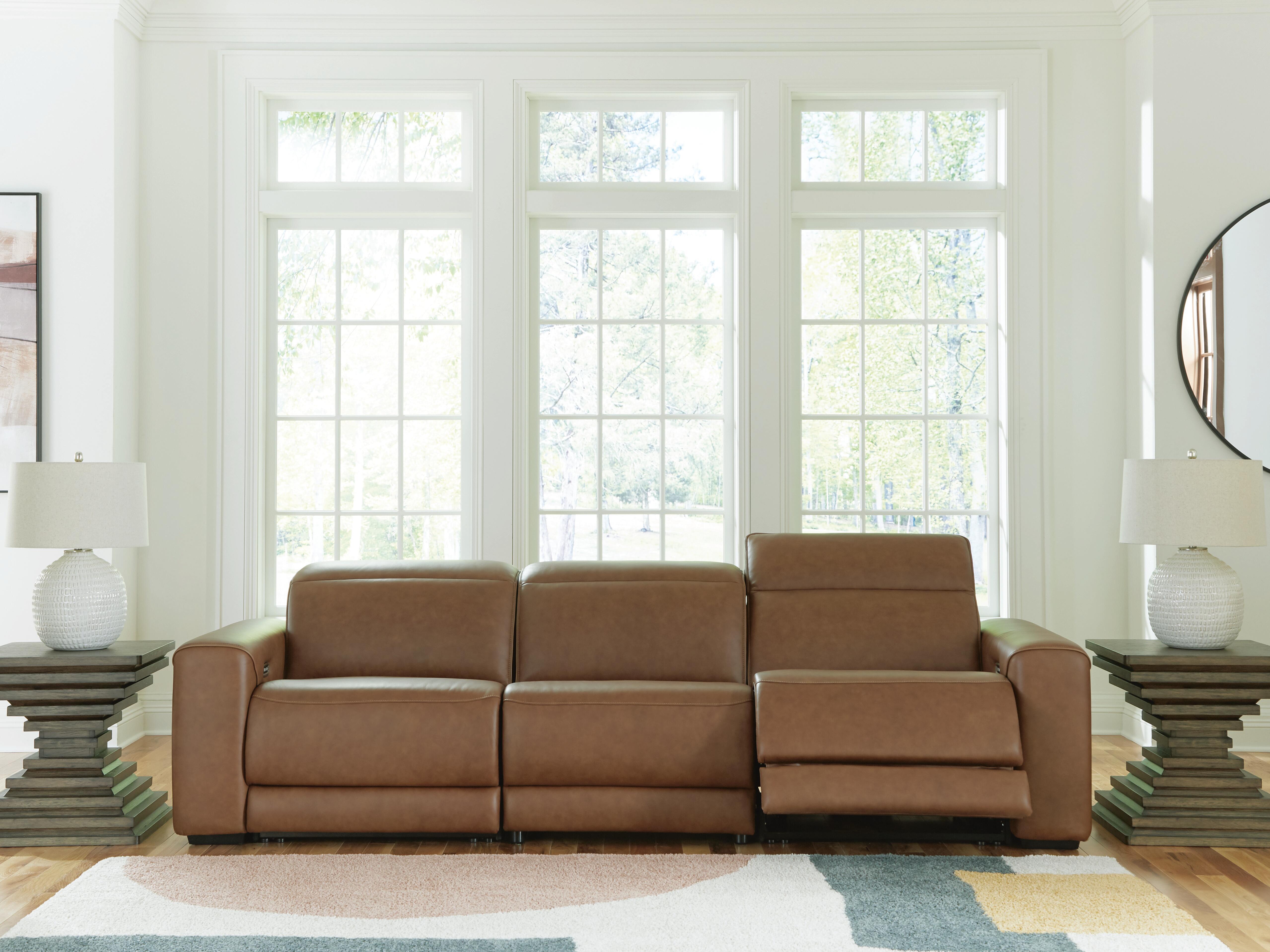 Ashley Furniture Magic Man - 3-Piece Power Reclining Sectional Sofa With Armless Chair With Manual Headrest - Caramel - Image 5