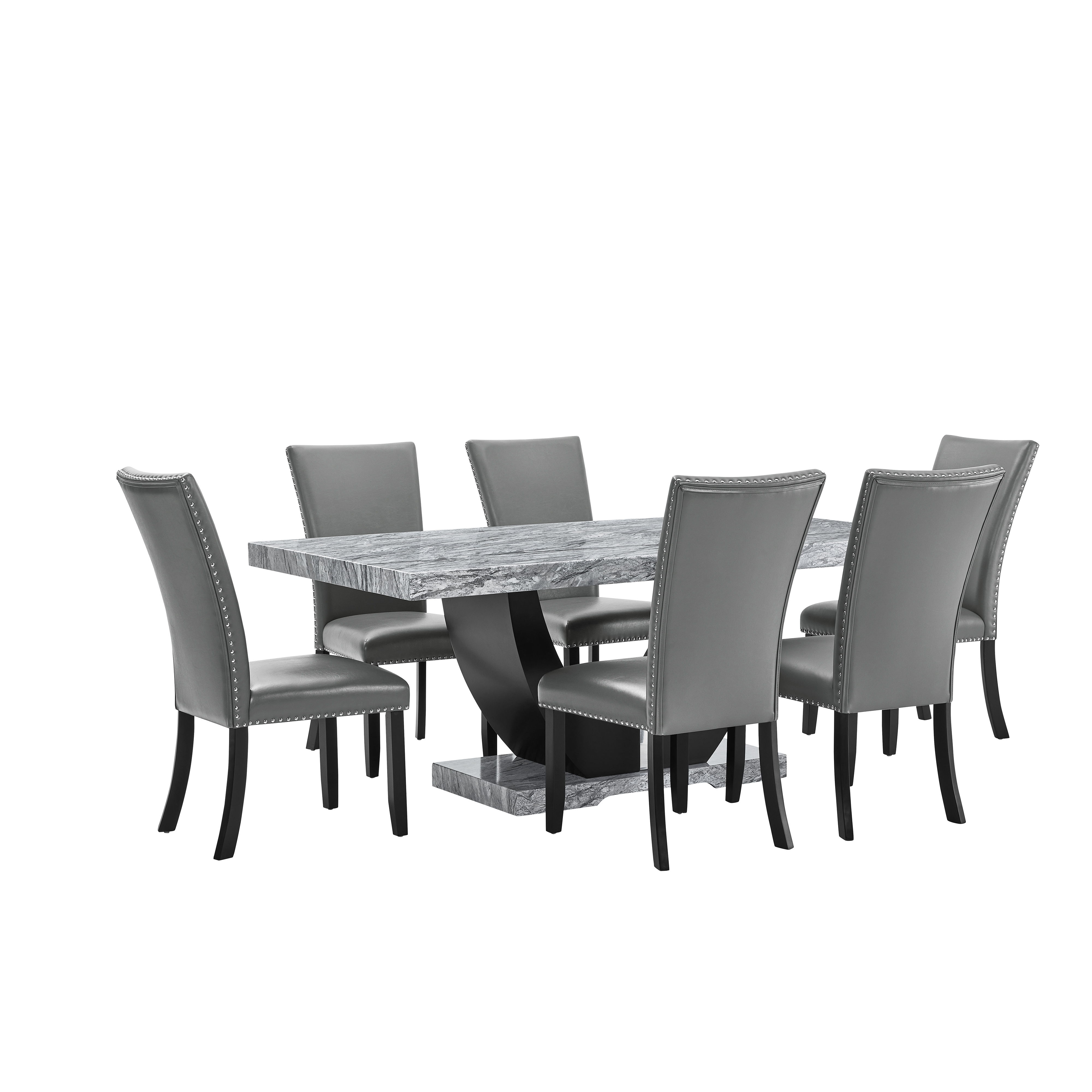 Lyra - Dining Table & 6 Chairs - Gray