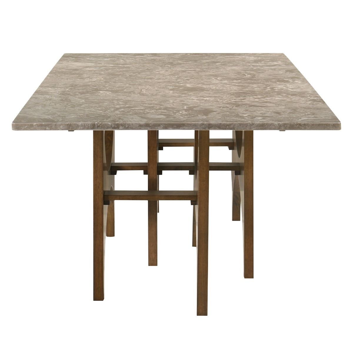 Oleia - Dining Table With Engineered Marble - Natural Marble & Walnut, gray, view 4