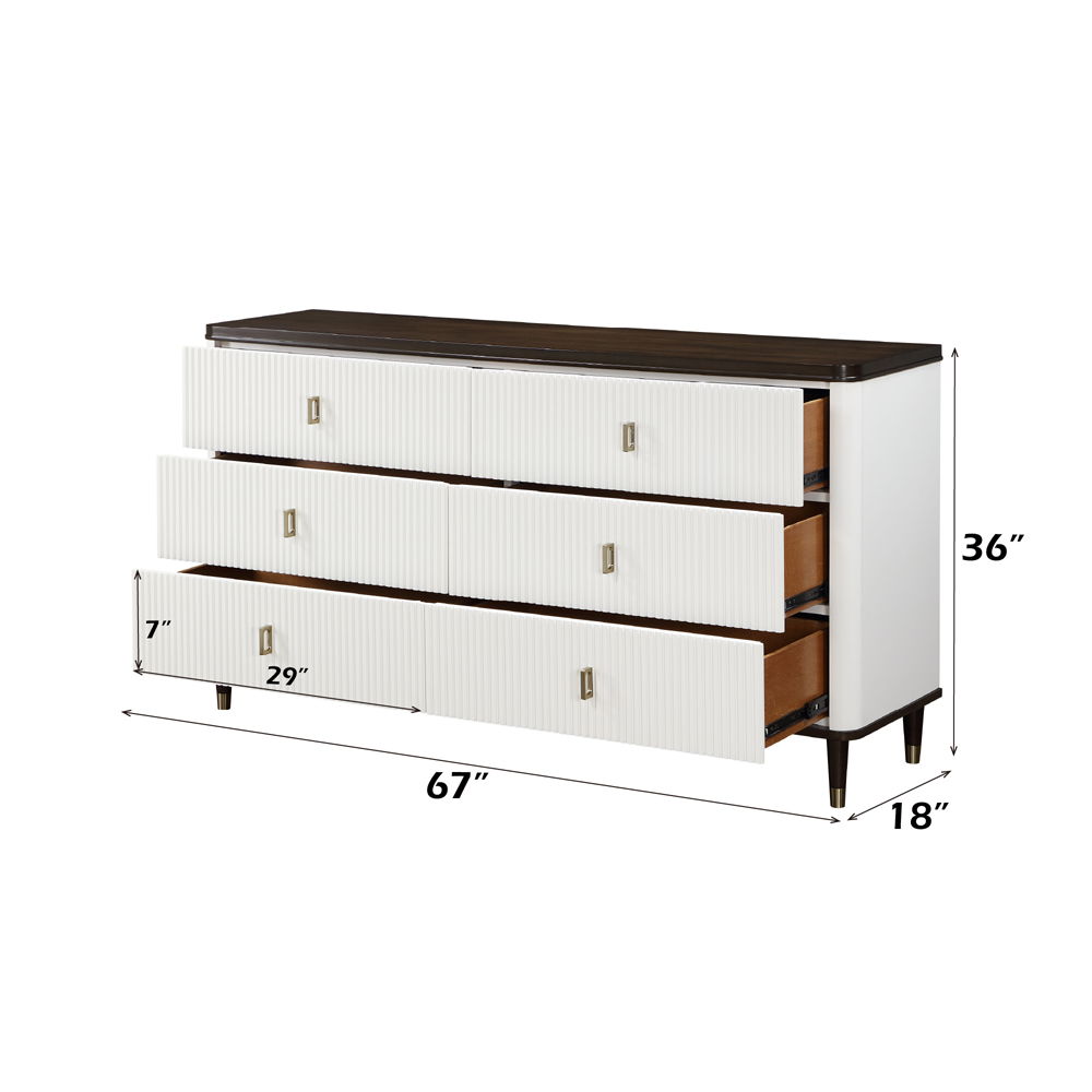 Carena - Dresser With Jewelry Tray - White & Brown, white, view 8