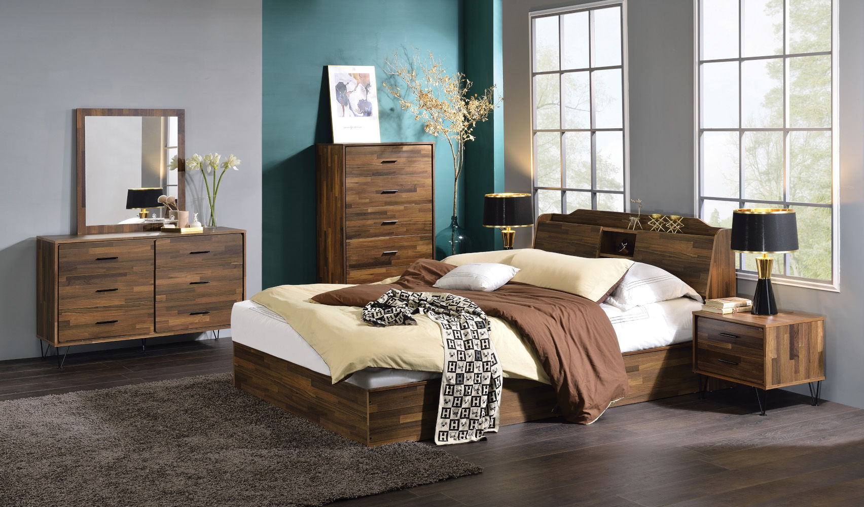 Hestia - Mirror - Walnut, dark brown, view 6