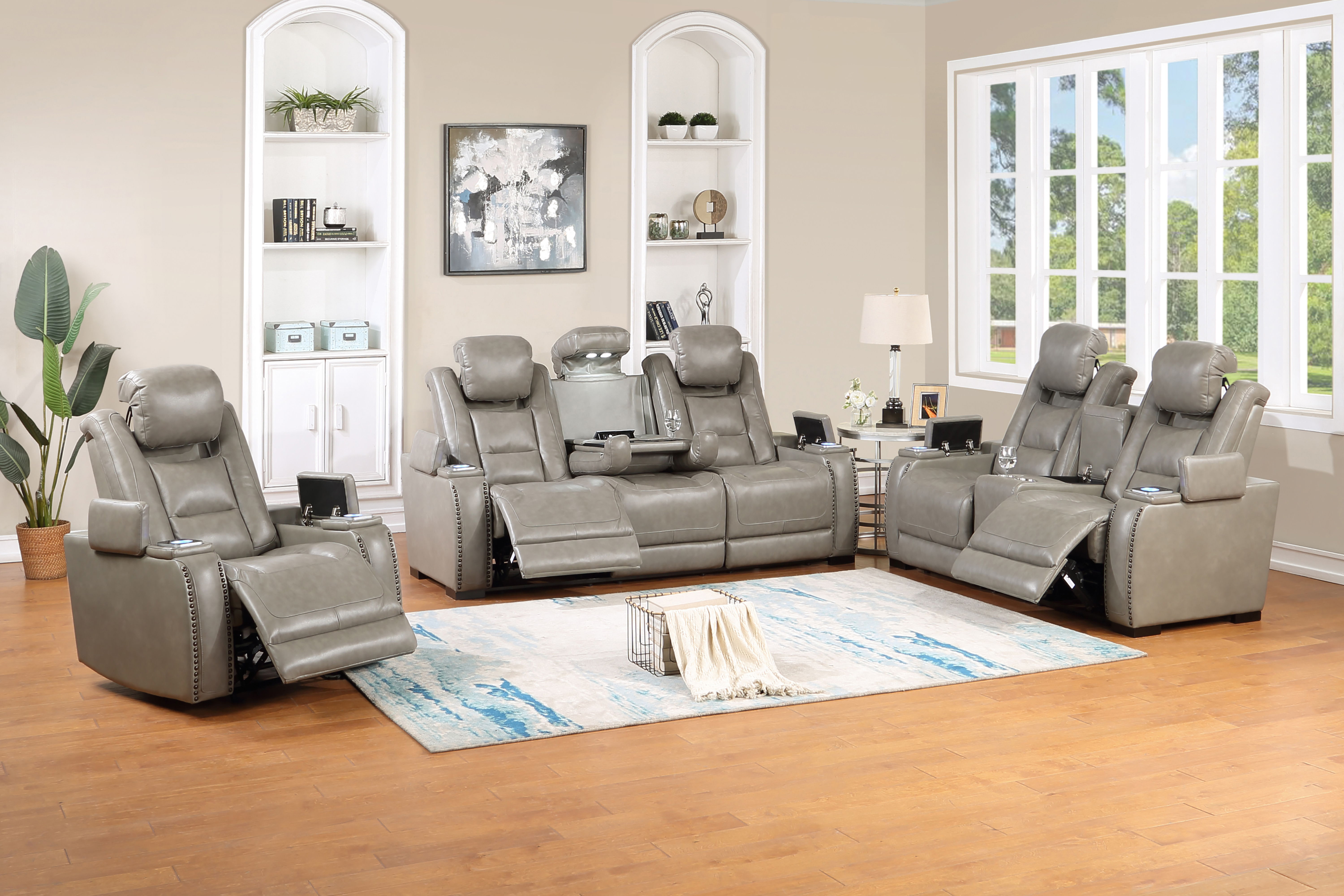 Breckenridge II - Sofa With Power Headrest & Footrest - Light - Gray