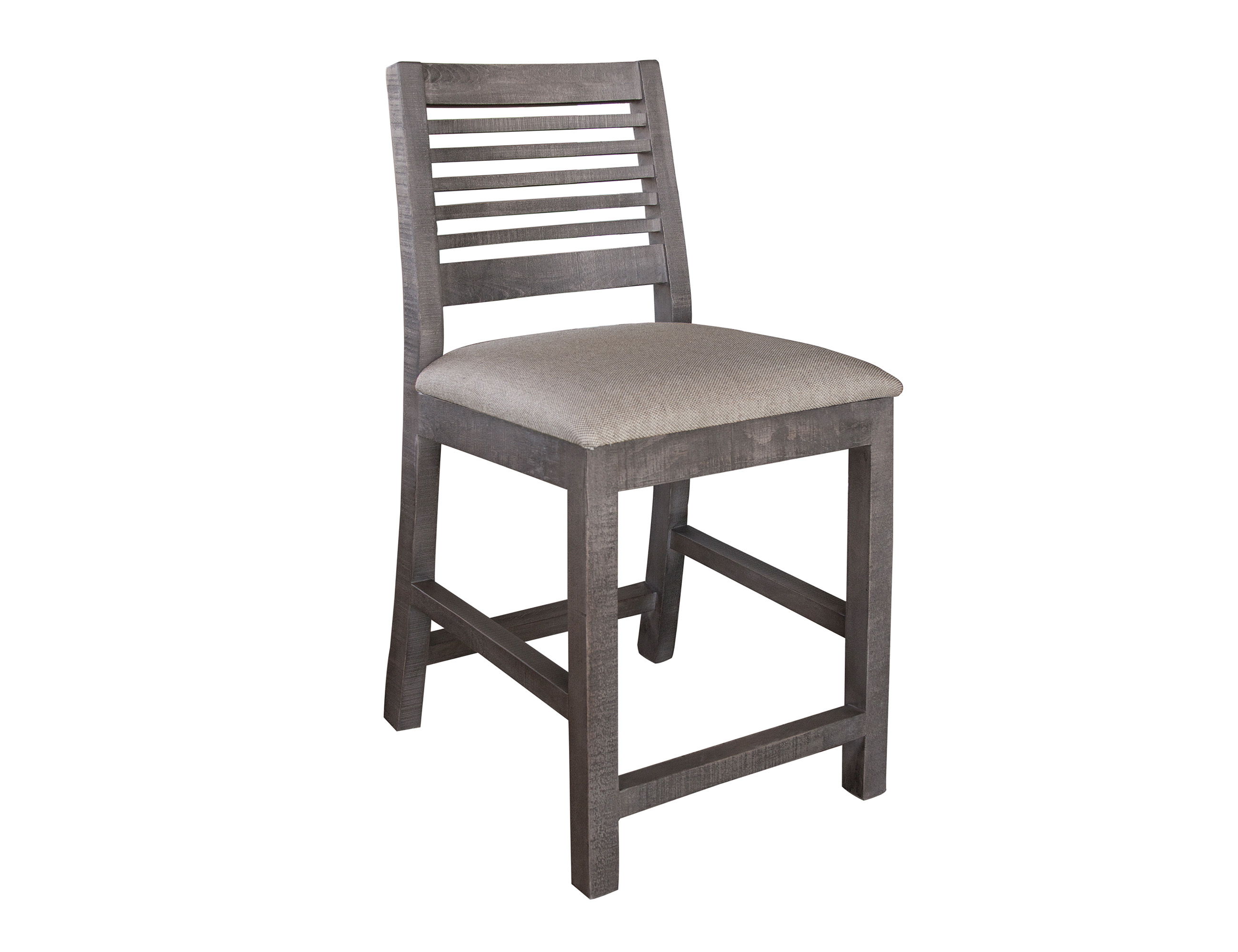 International Furniture Direct Stone - Barstool (Set of 2) Ladder Backrest - Weathered Gray