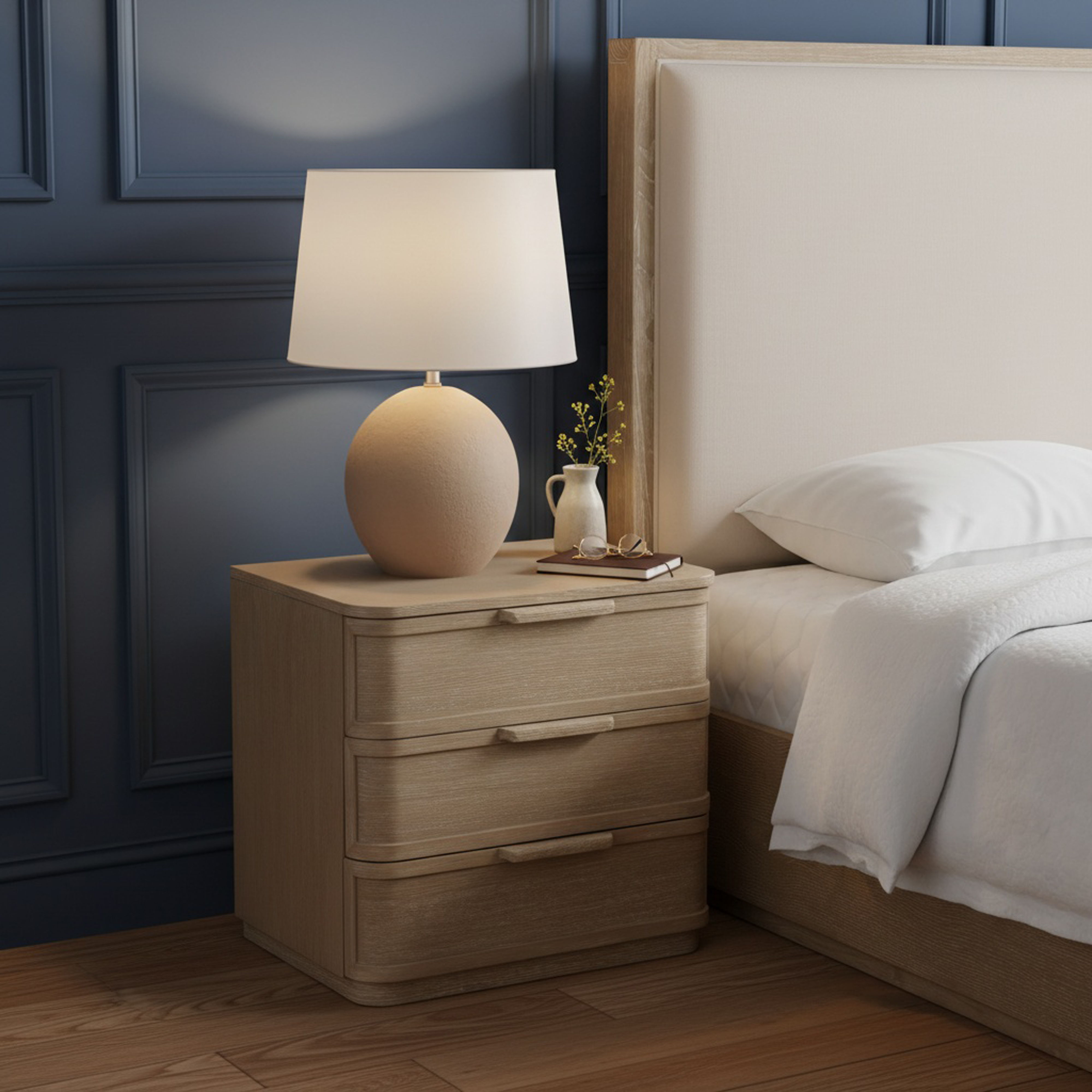 Tiberio - Oak Veneer And Solid Wood Nightstand - Natural