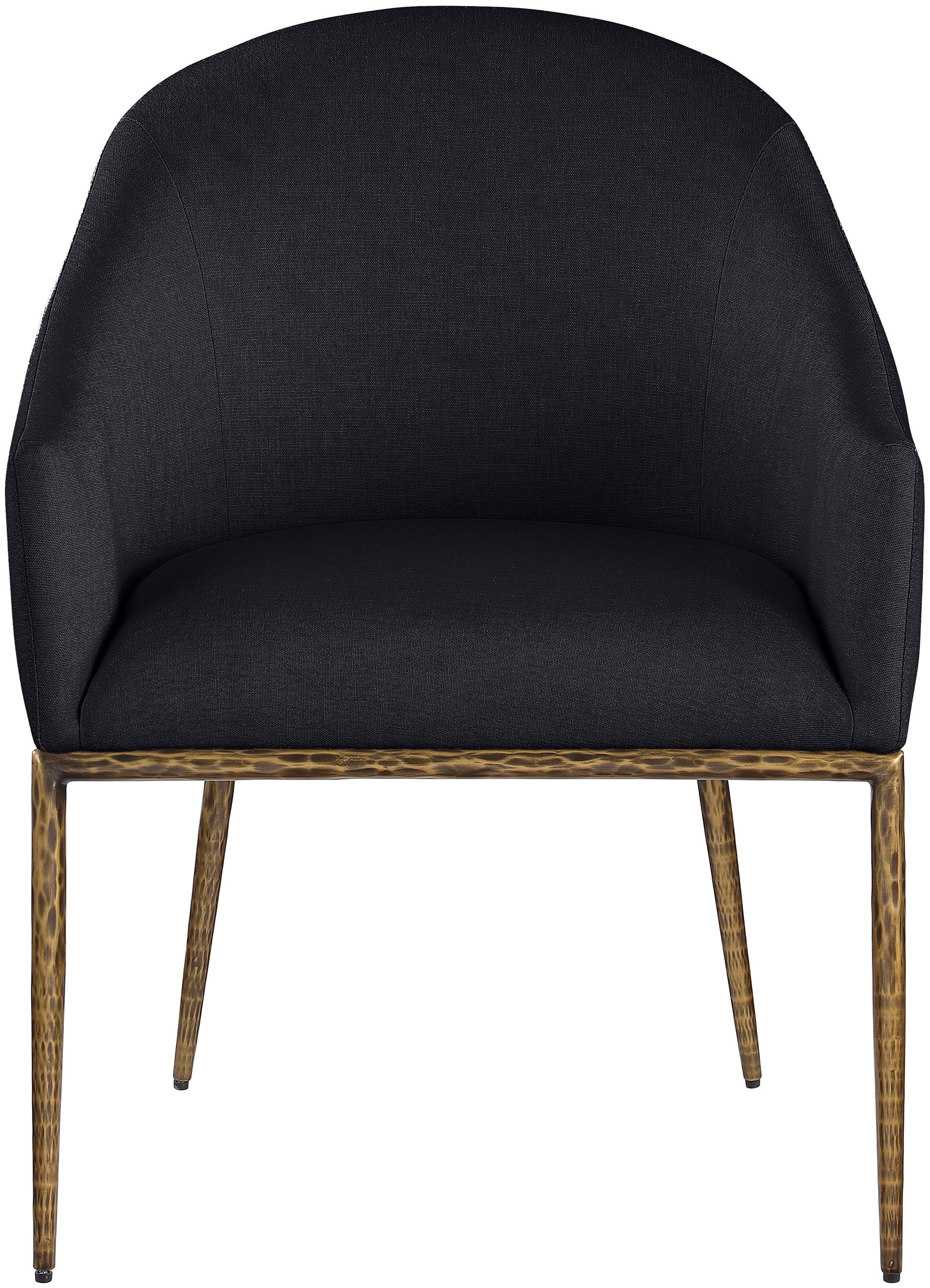 Ferro - Linen Textured Performance Fabric Upholstered Dining Arm Chair - Black / Gold