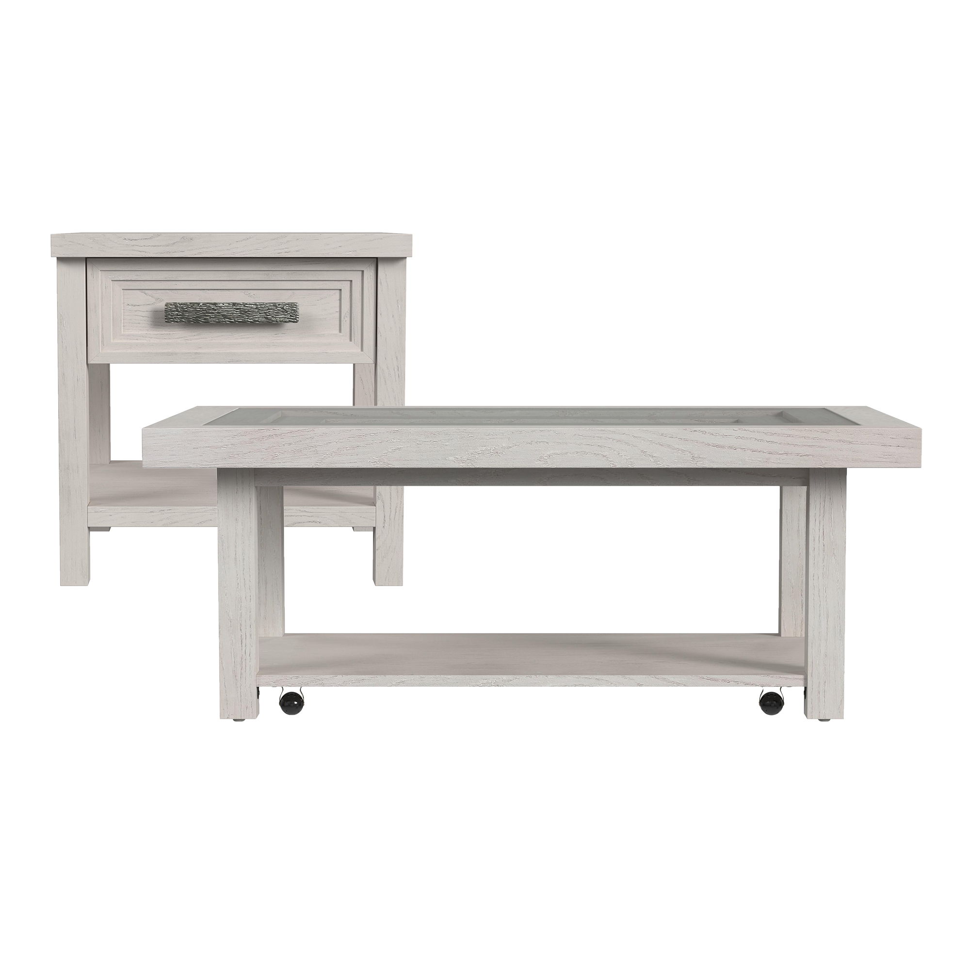 Avalanche - 2 Piece Occasional Table Set (Coffee Table & End Table) - Antique White