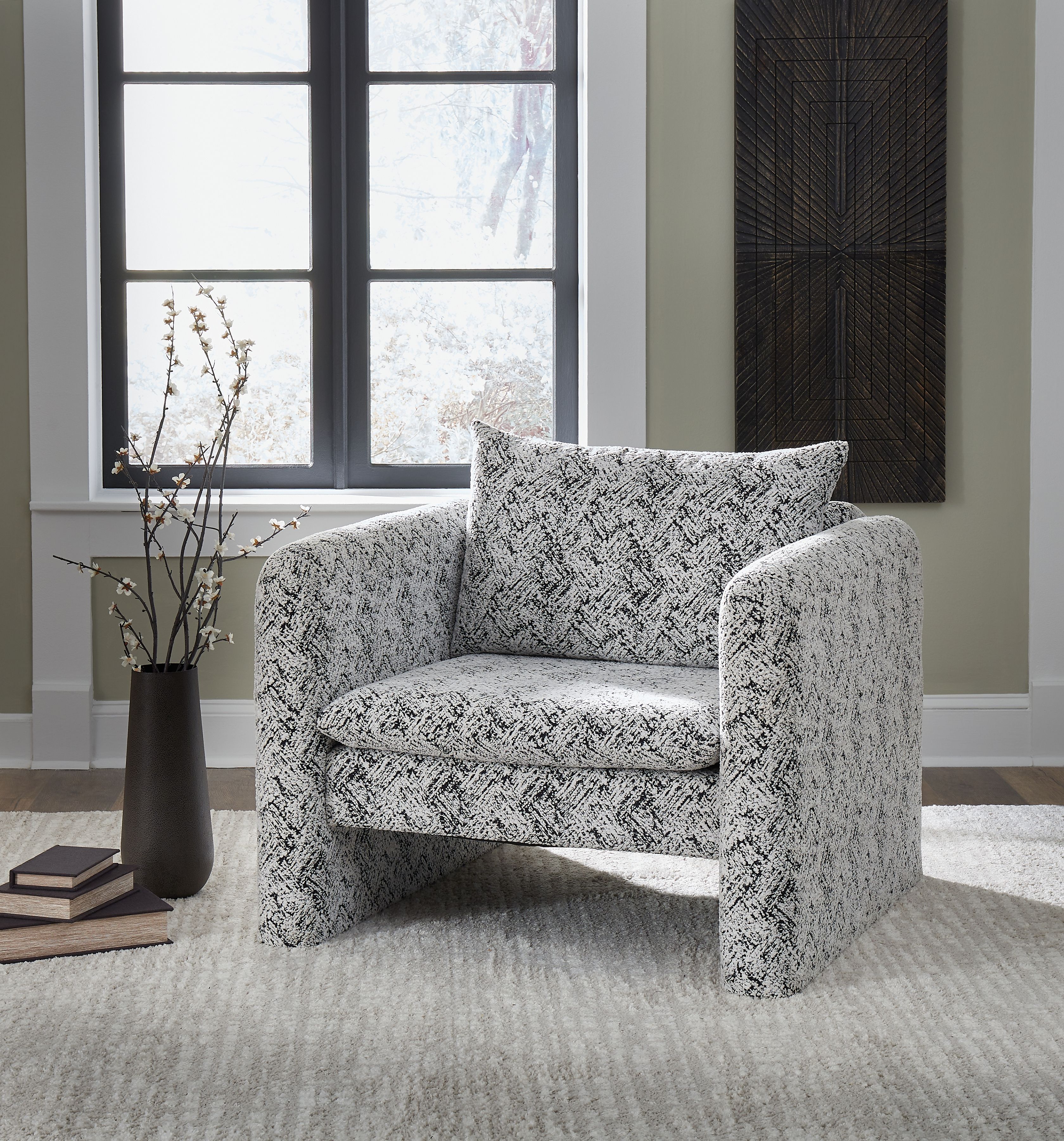 Ashley Furniture Kenbell - Accent Chair - Black / White - Image 2