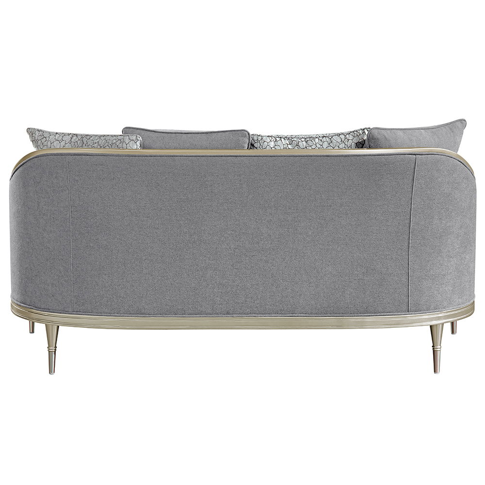 Fernando - Loveseat With 4 Pillows - Gray Chenille & Champagne, gray, view 3