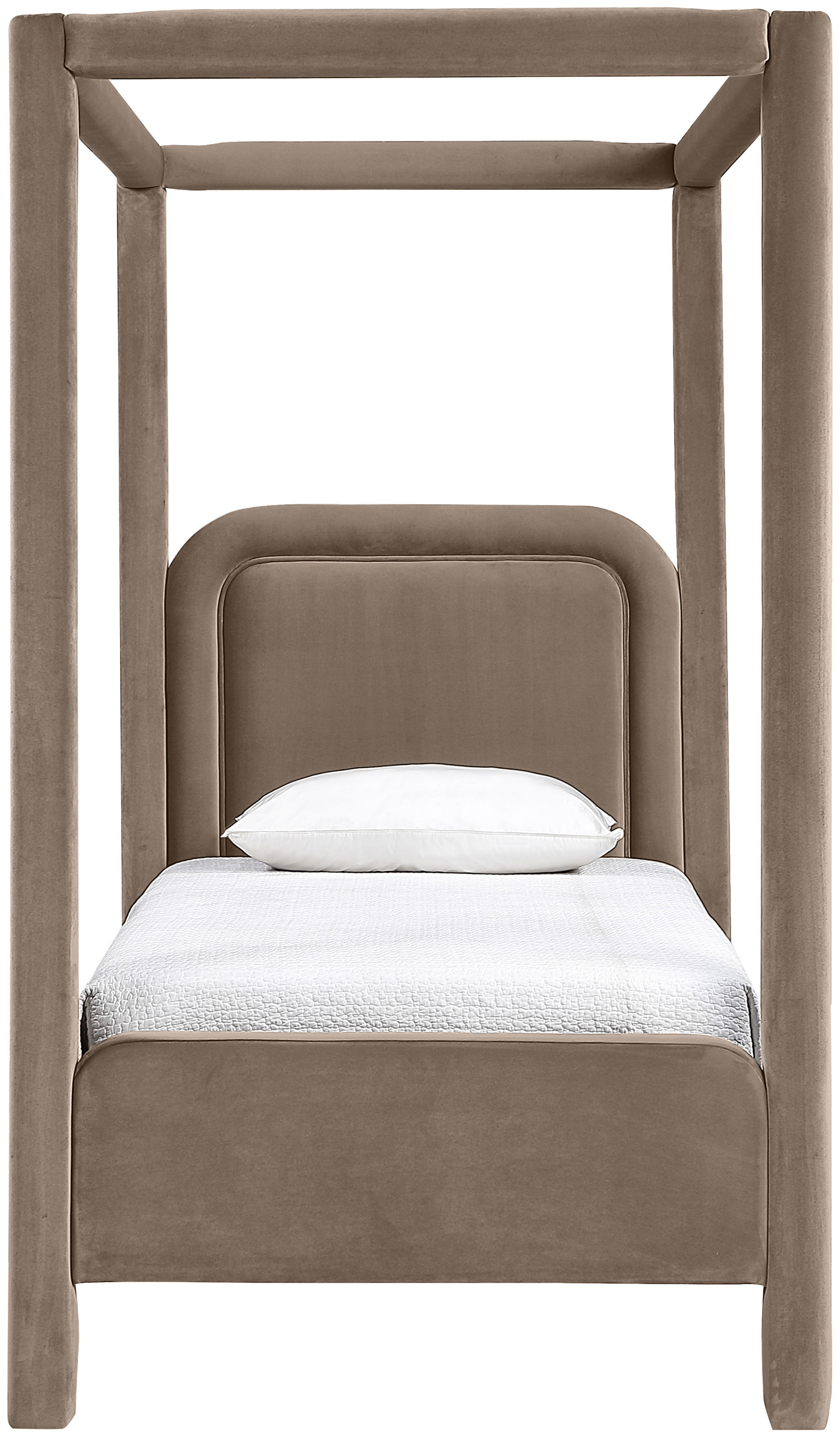 Salina - Velvet Upholstered Twin Bed - Taupe