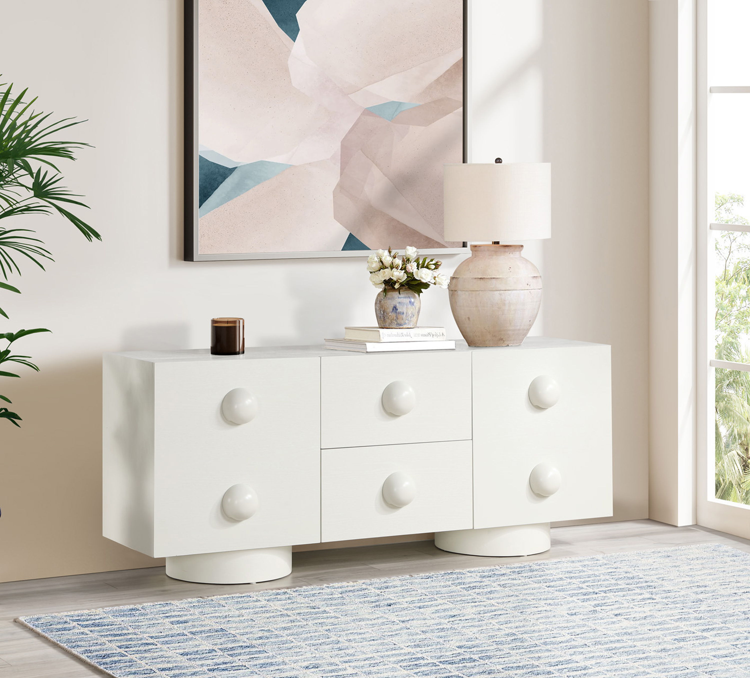 Bubble - Rubberwood with Oak Veneer Sideboard / Buffet - Cream