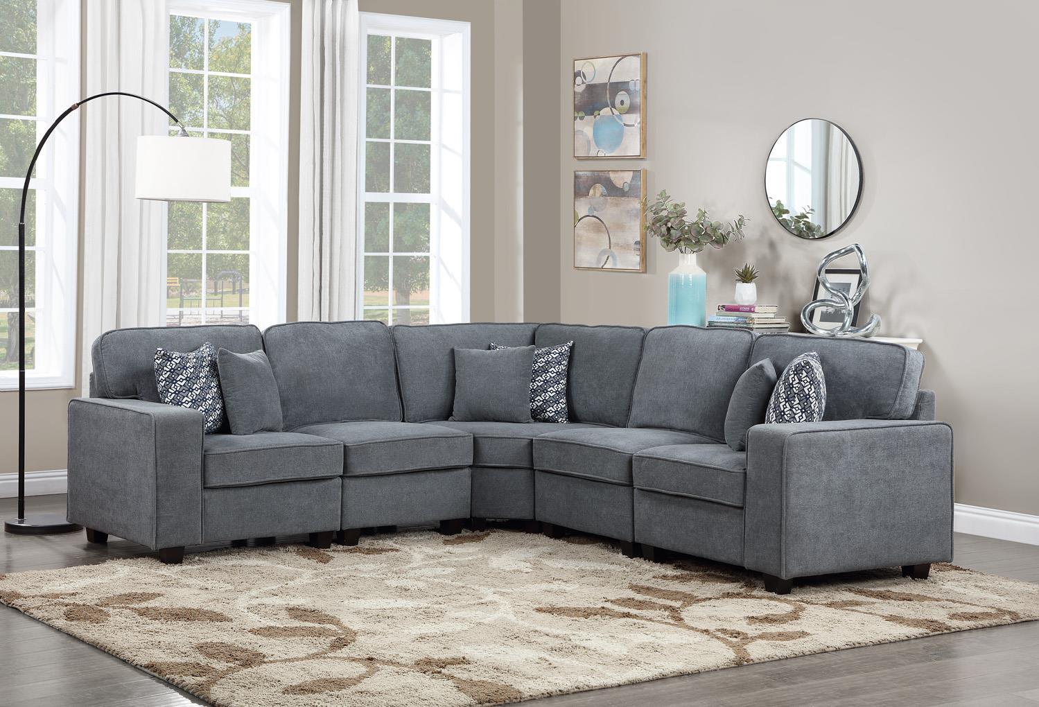 U279 - 5 Piece Sectional (2 Armless Chairs) - Gray