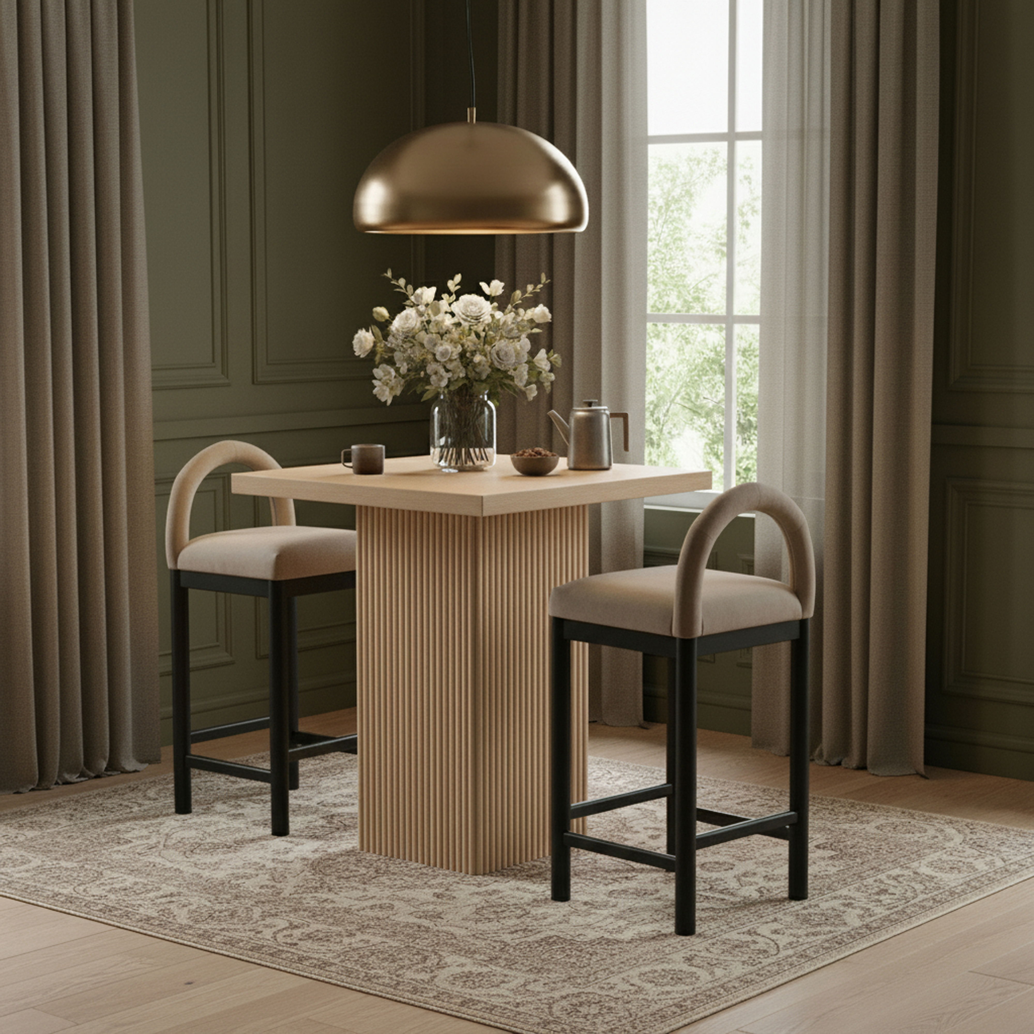 Belinda - Oak Veneer And Solid Wood Counter Height Table - Natural