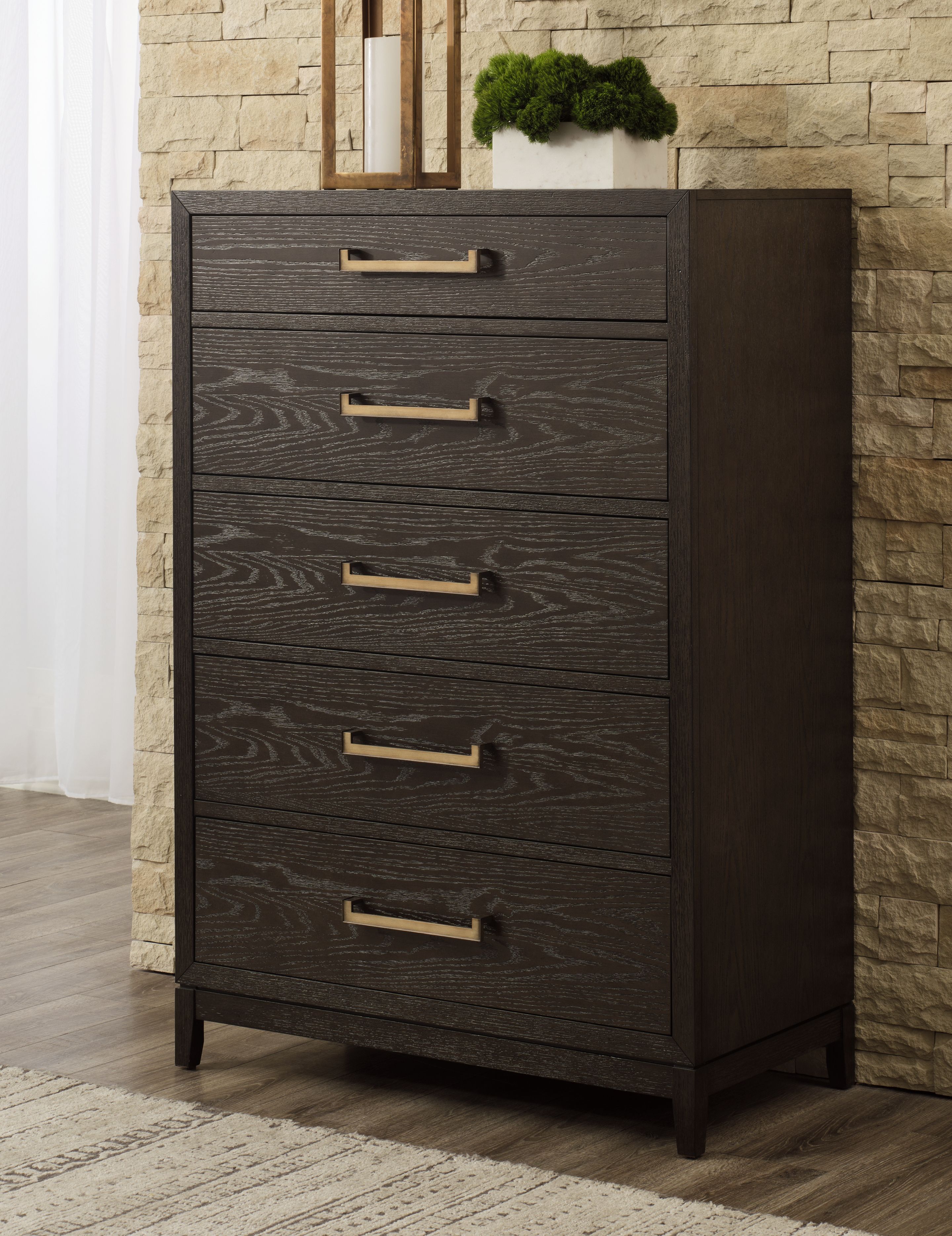 Ashley Burkhaus Five Drawer Chest - Brown