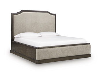 Wickenger – King/California King Upholstered Panel Headboard – Dark Brown