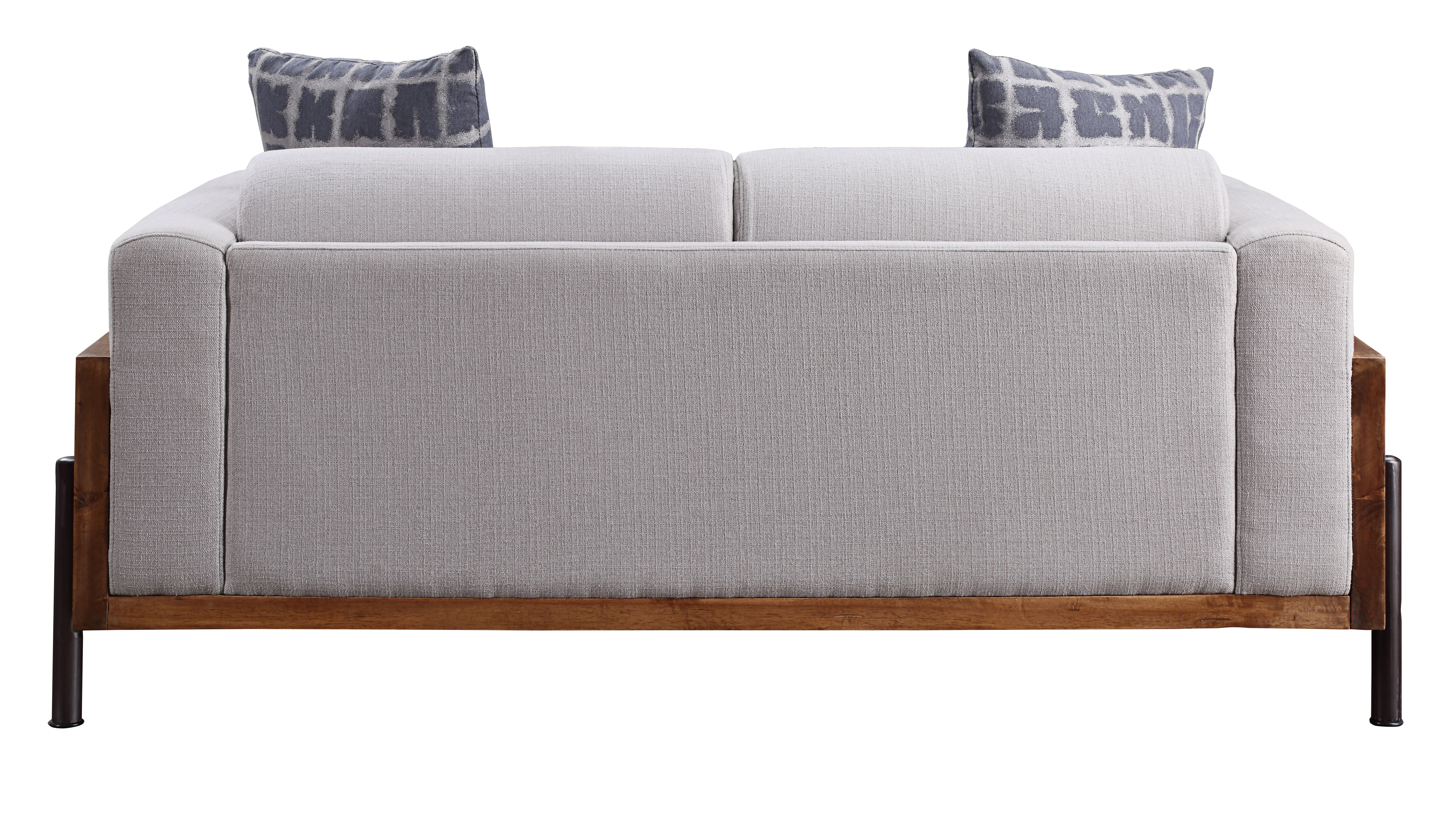 Pelton - Loveseat With 2 Pillows - Fabric & Walnut, dark brown, view 3