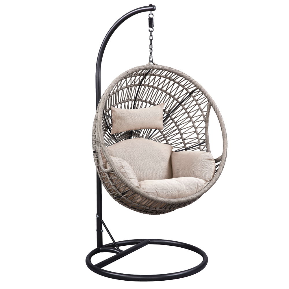 Vasant - Hanging Chair - Beige Fabric & Rope, dark gray, view 2