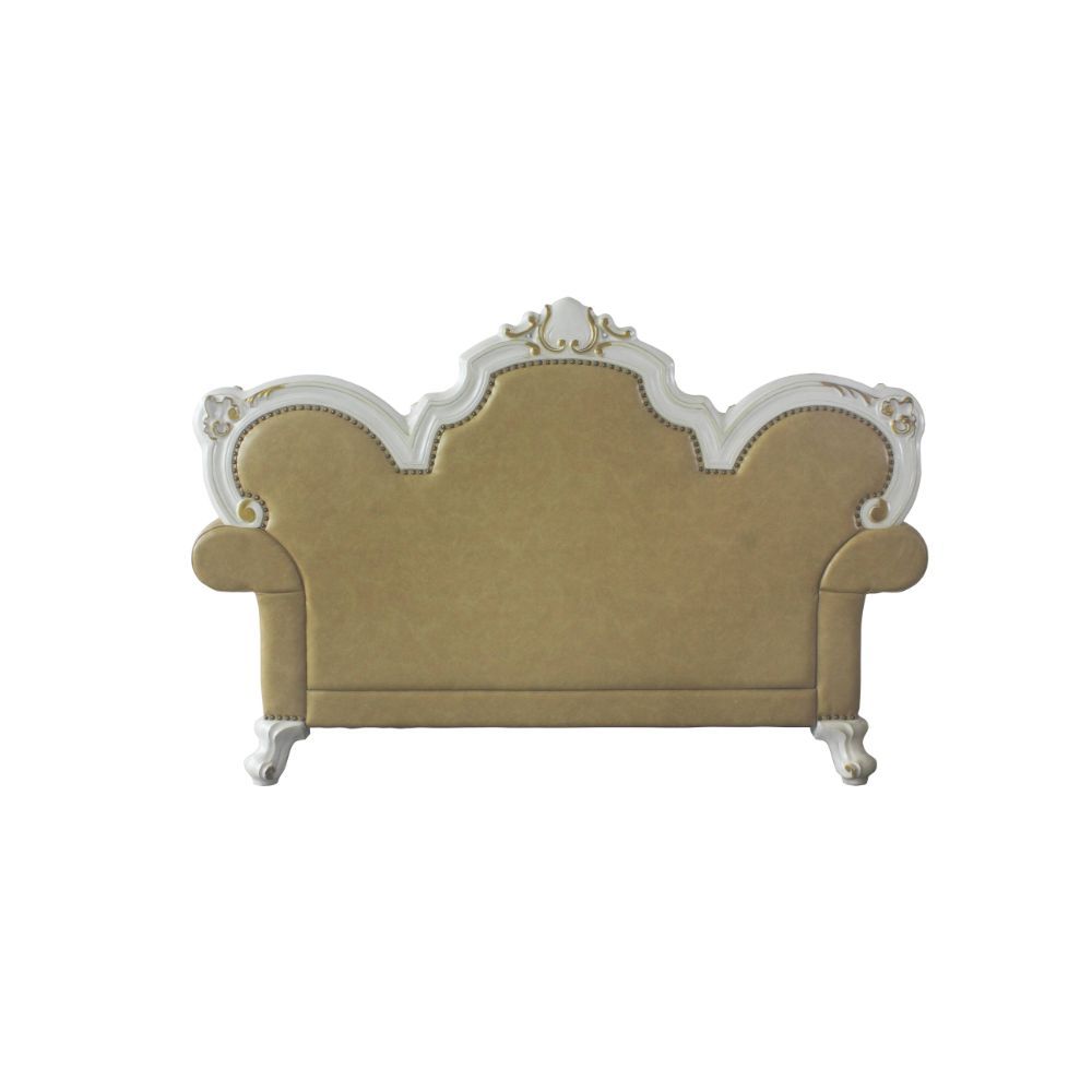 Picardy - Loveseat With 3 Pillows - Butterscotch Synthetic Leather & Antique Pearl, beige, view 3
