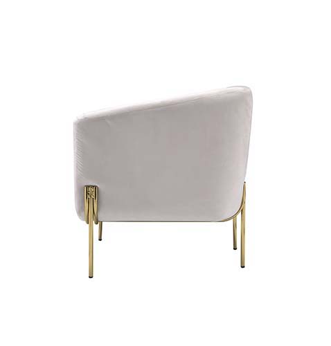 Carlson - Accent Chair - Beige Velvet & Gold, beige, view 3