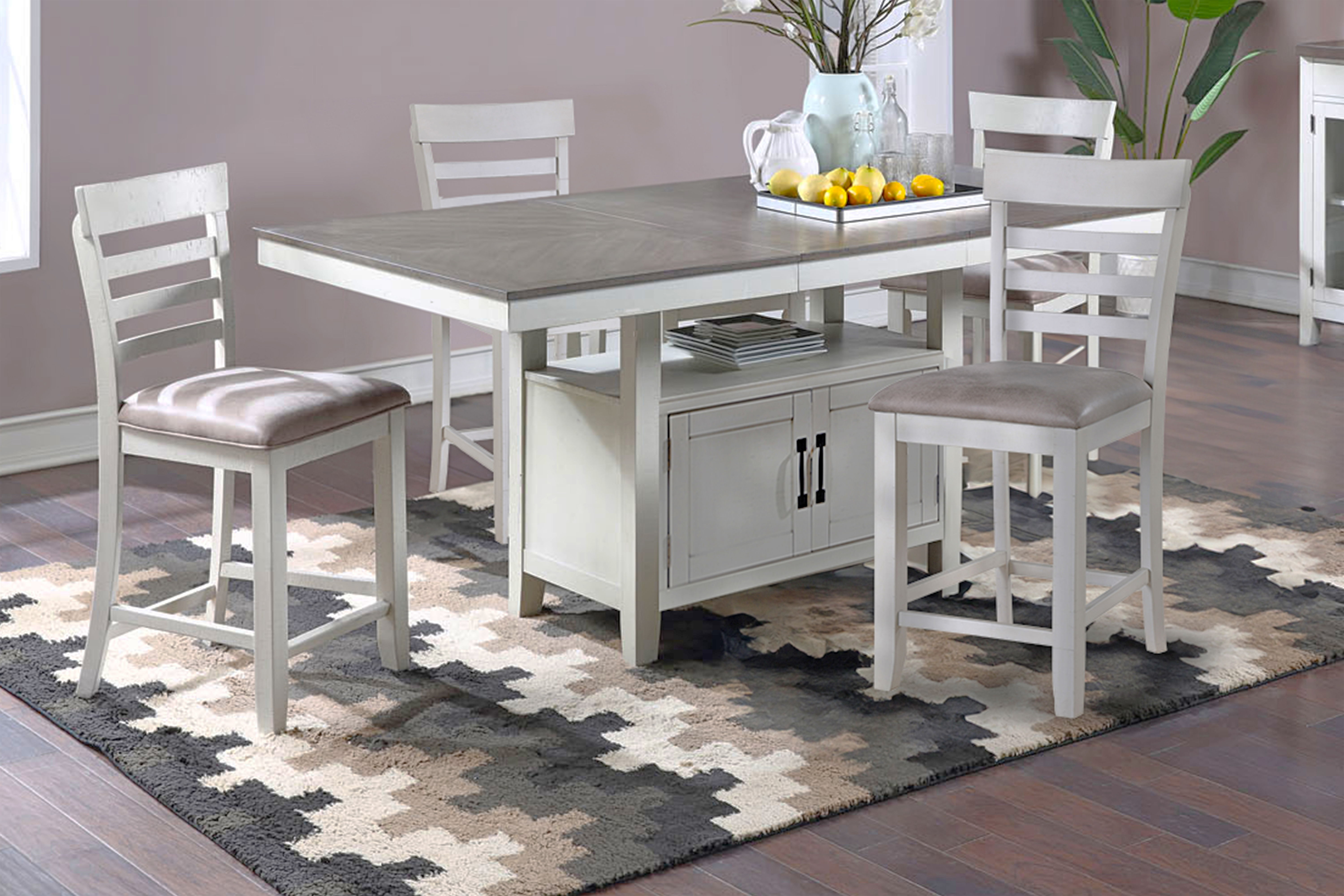 Richland - Counter Table With 4 Chairs - White