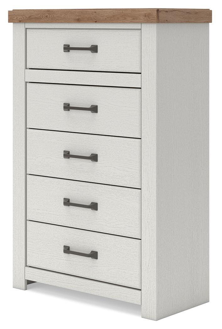 Ashley Furniture Savonport - Five Drawer Chest - White / Brown - Image 6