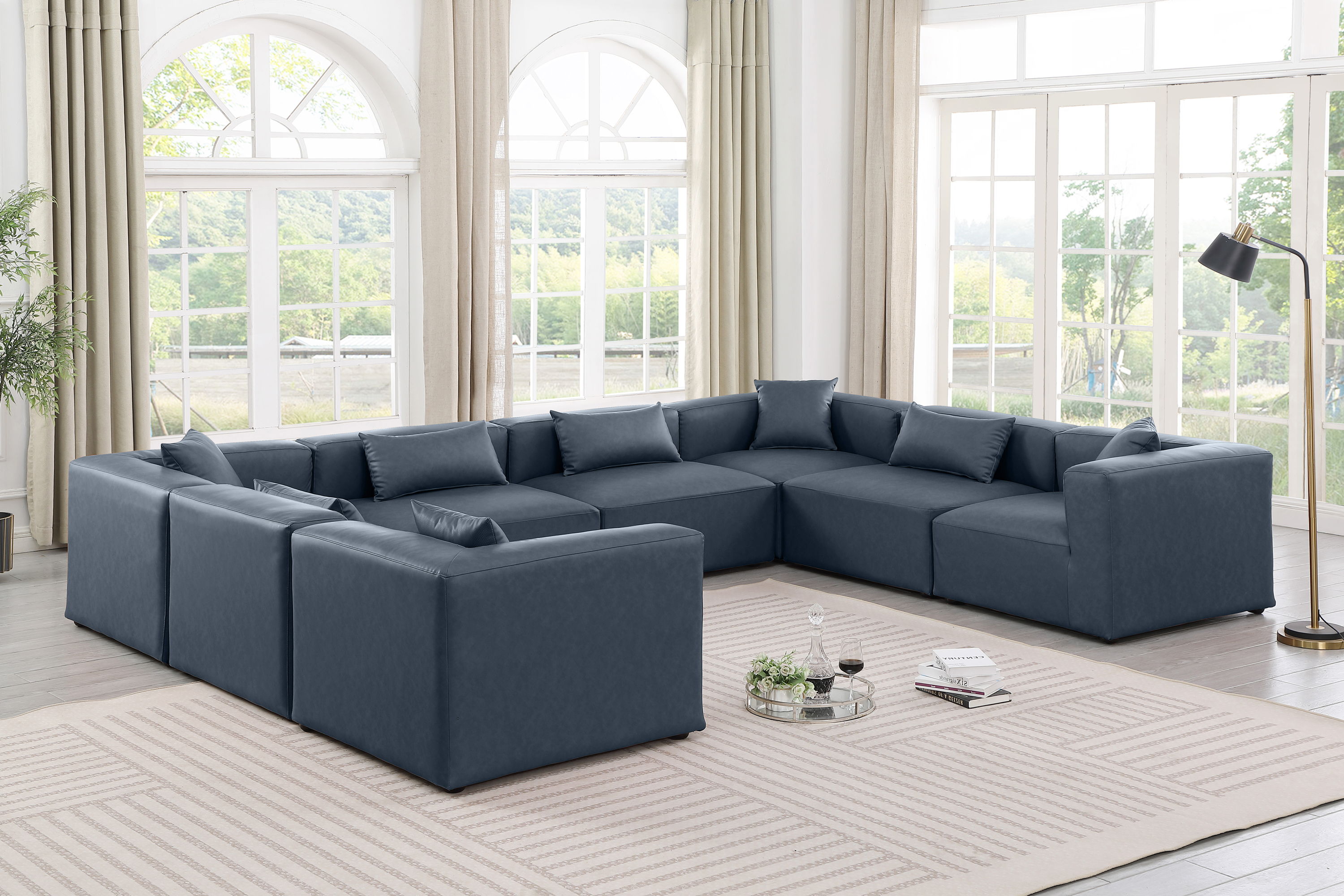 Cube - 8 Piece Modular Sectional - Navy Blue