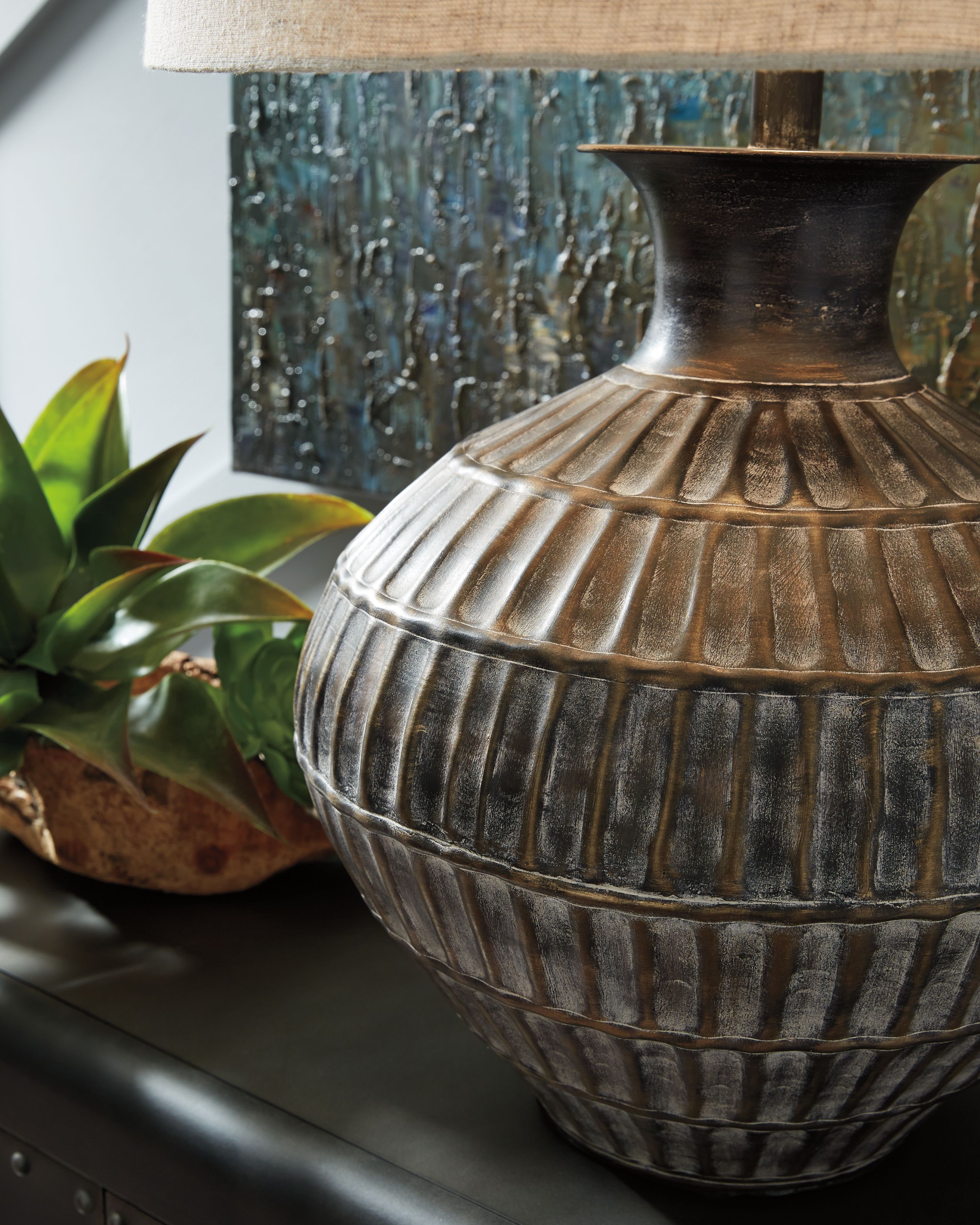 Ashley Furniture Magan - Metal Table Lamp - Antique Bronze Finish - Image 5