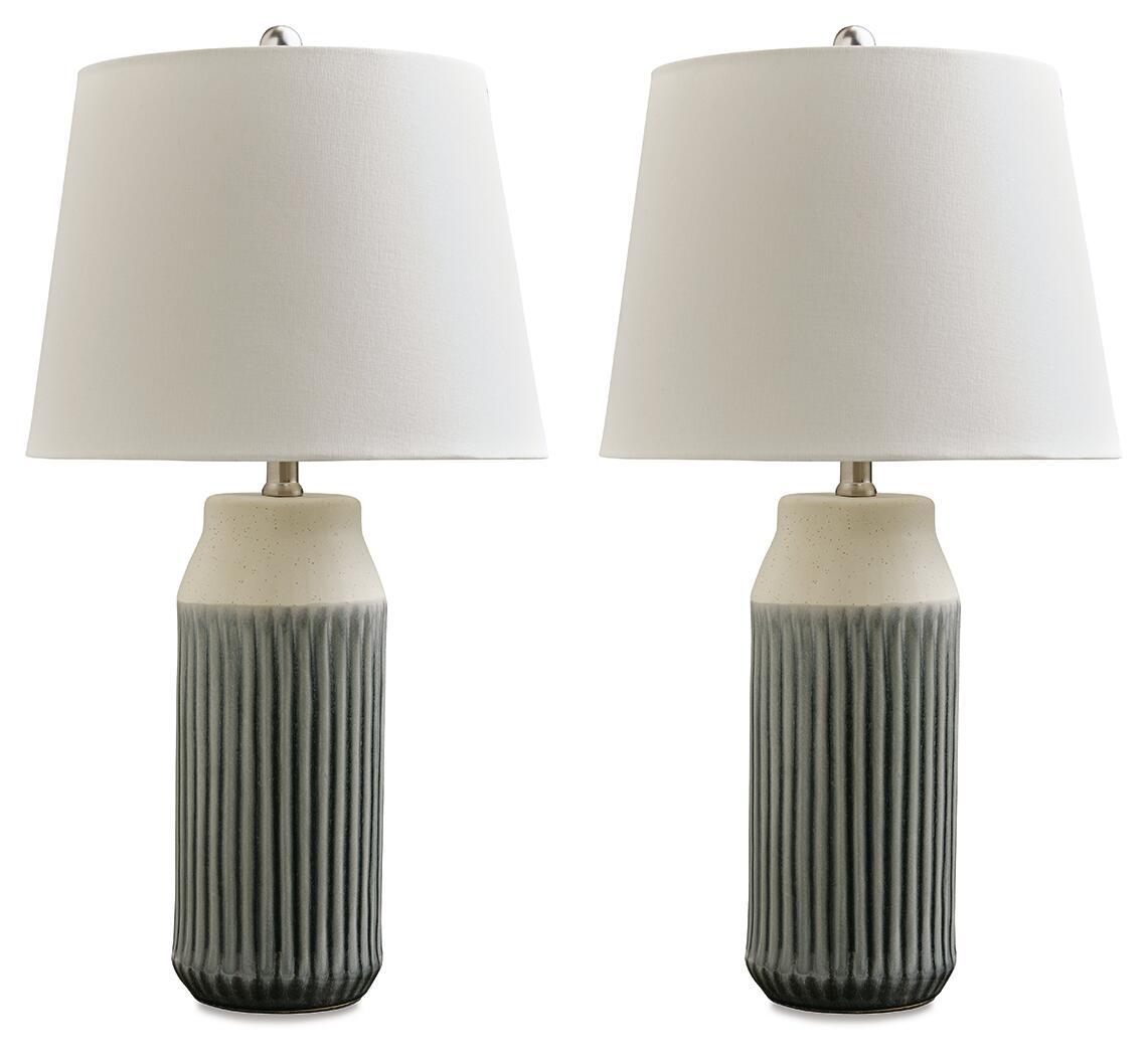 Afener – Ceramic Table Lamp (Set of 2) – Blue / Beige