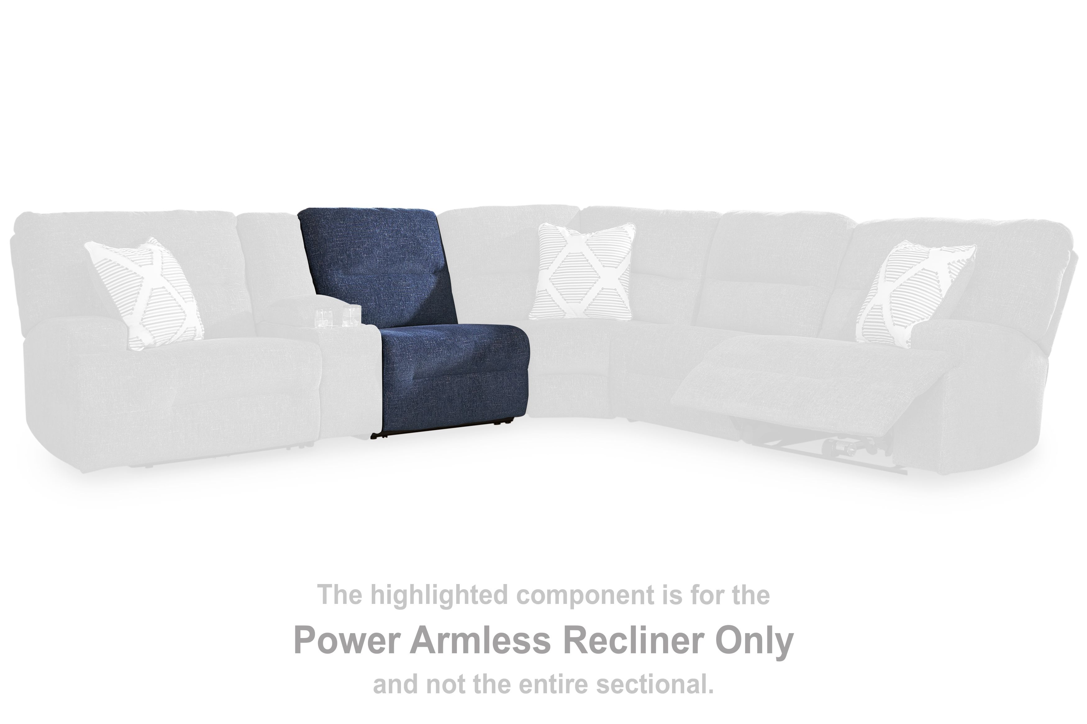 Acklen Place - Power Armless Recliner With Adj Headrest - Navy