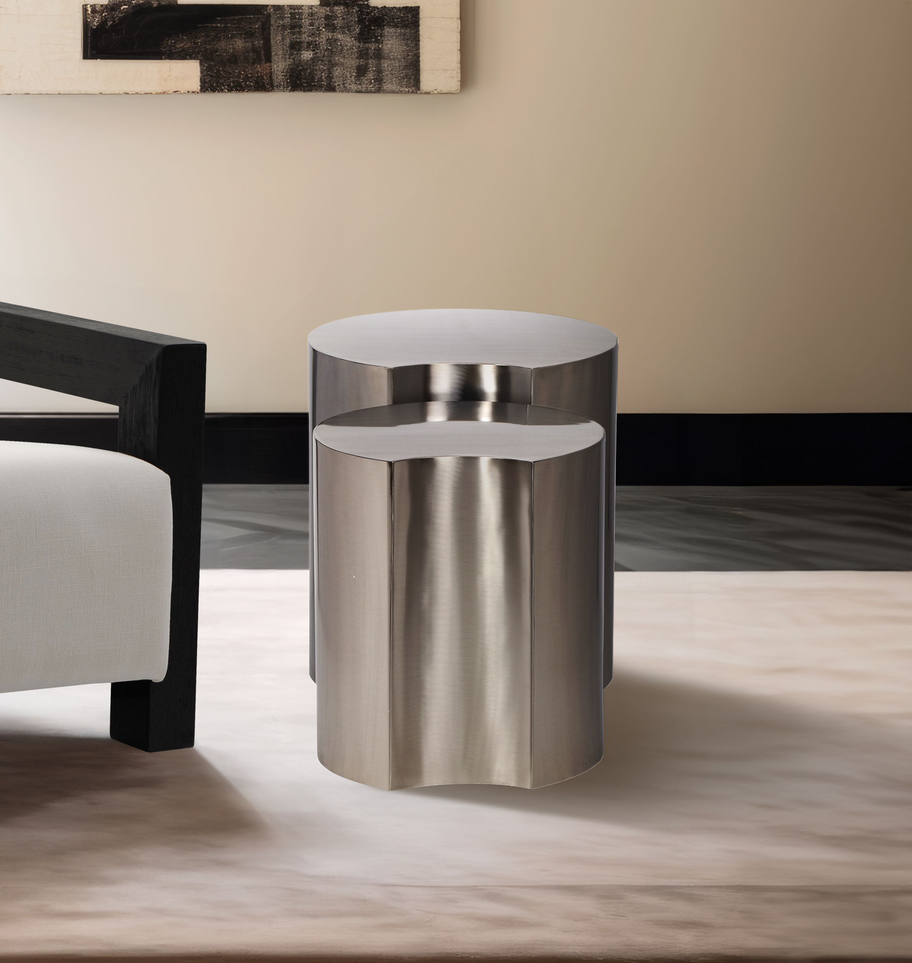 Dimple - 2 Piece Modular End Table - Silver